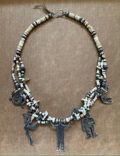 Vintage Bead and Silver Tribal Pendant Necklace by Annette Bird '1925-2016'