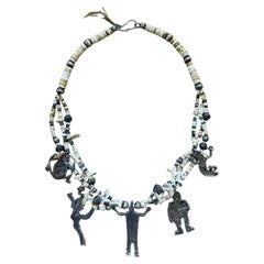 Vintage Bead and Silver Tribal Pendant Necklace by Annette Bird '1925-2016'