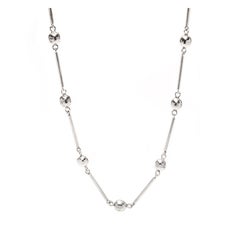 Retro Bead Bar Chain Necklace, Sterling Silver, Vintage