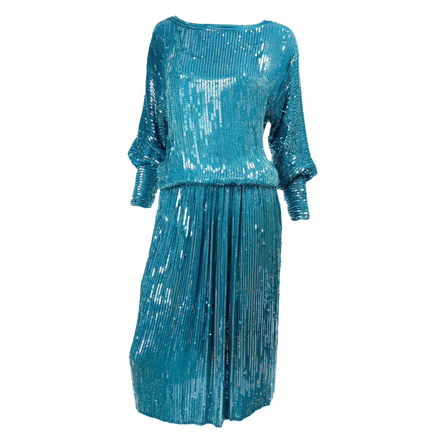 aqua silk dress