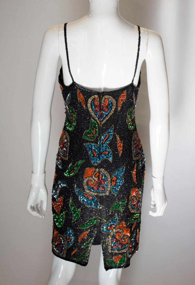 Vintage Beaded Cocktail Dress by Party Time For Sale at 1stDibs