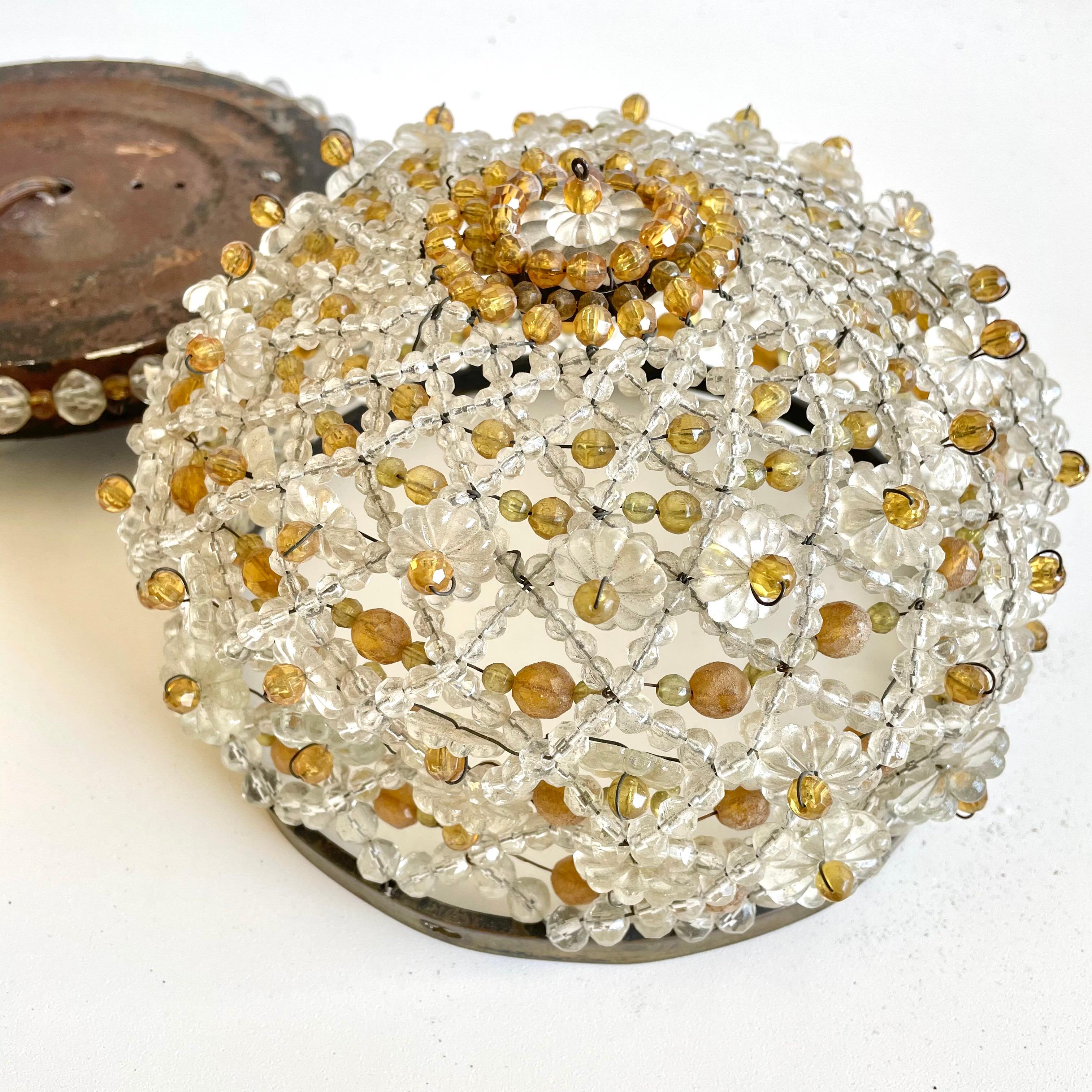 Vintage Beaded Dome Light For Sale 2