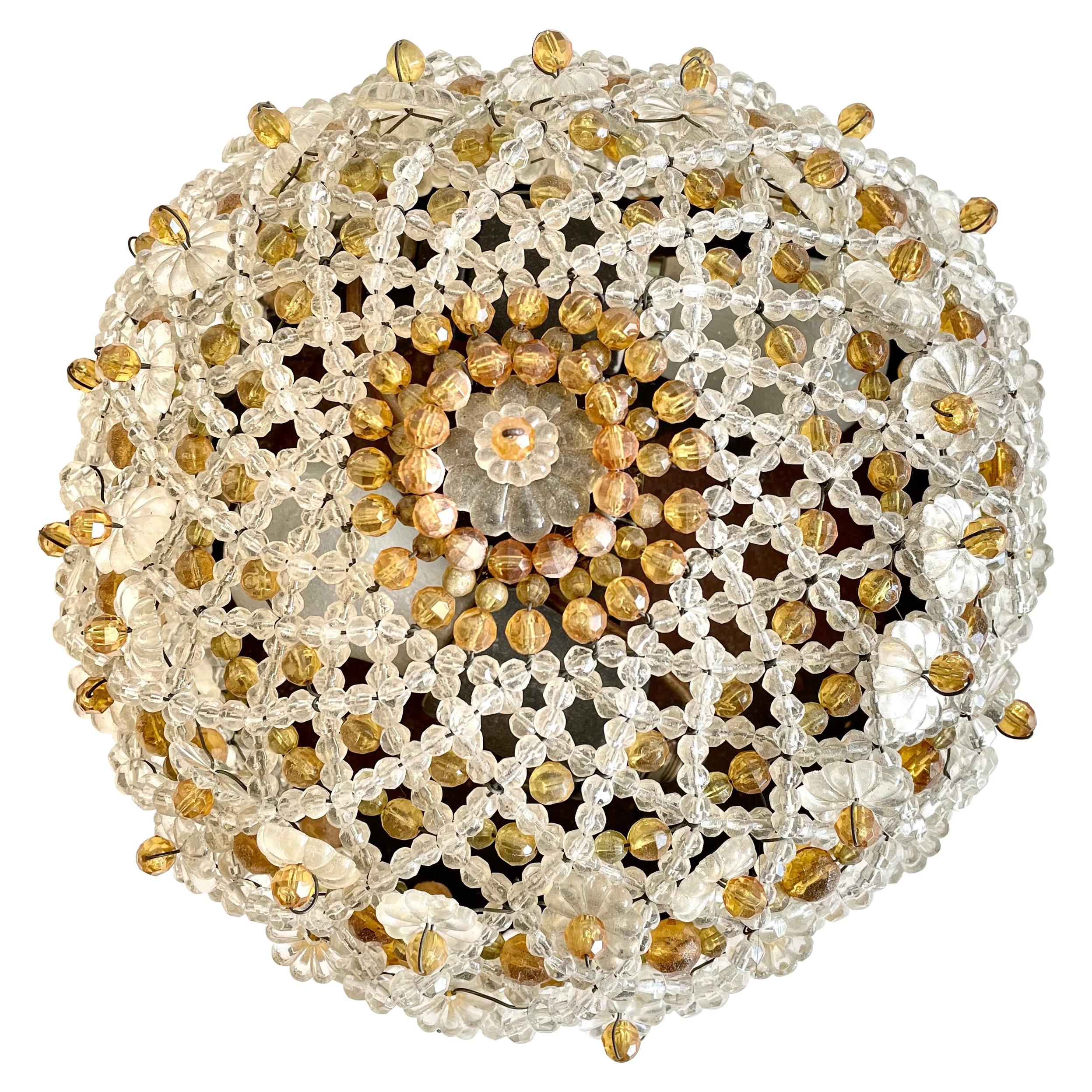 Vintage Beaded Dome Light For Sale