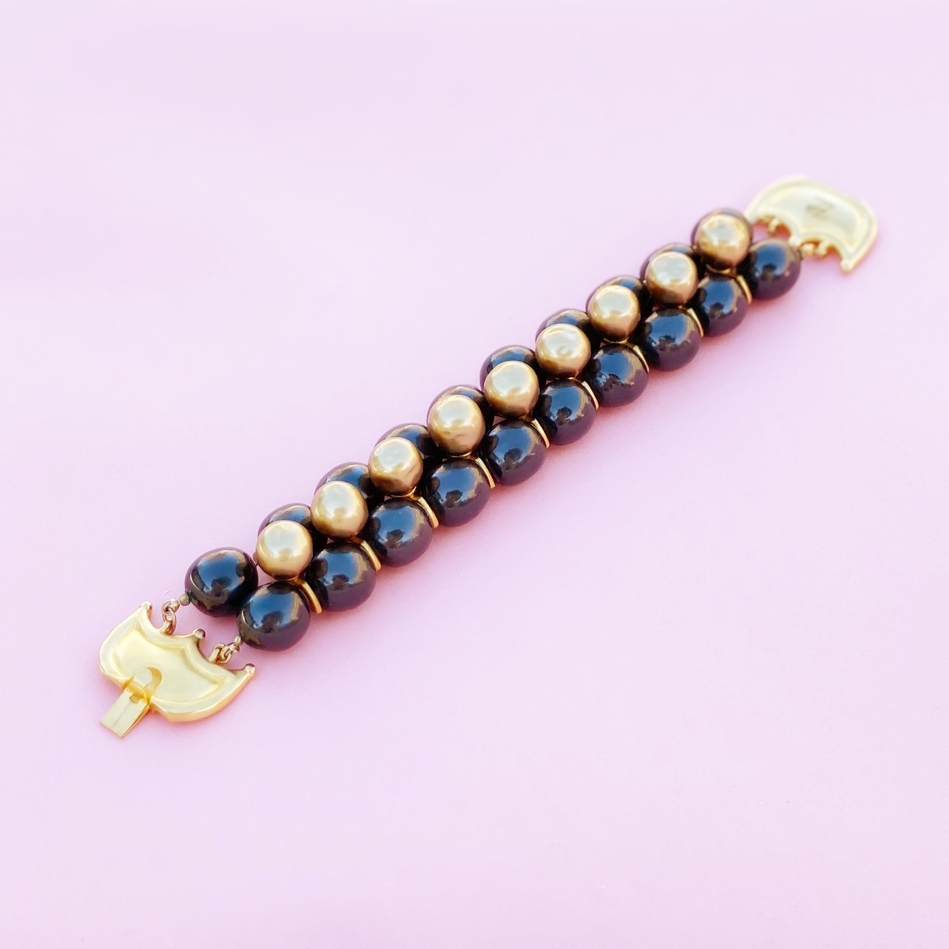 Vintage Beaded Faux Pearl Mohawk Statement Bracelet by Karl Lagerfeld, 1980s For Sale 1