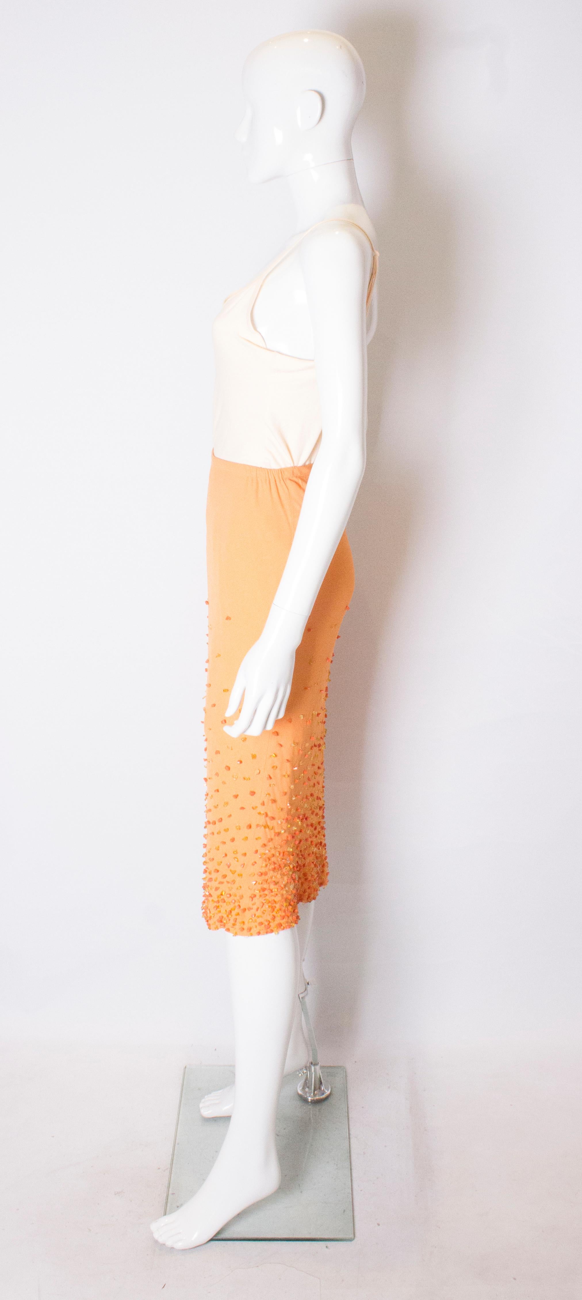 Women's Vintage Beaded Orange Skirt For Sale