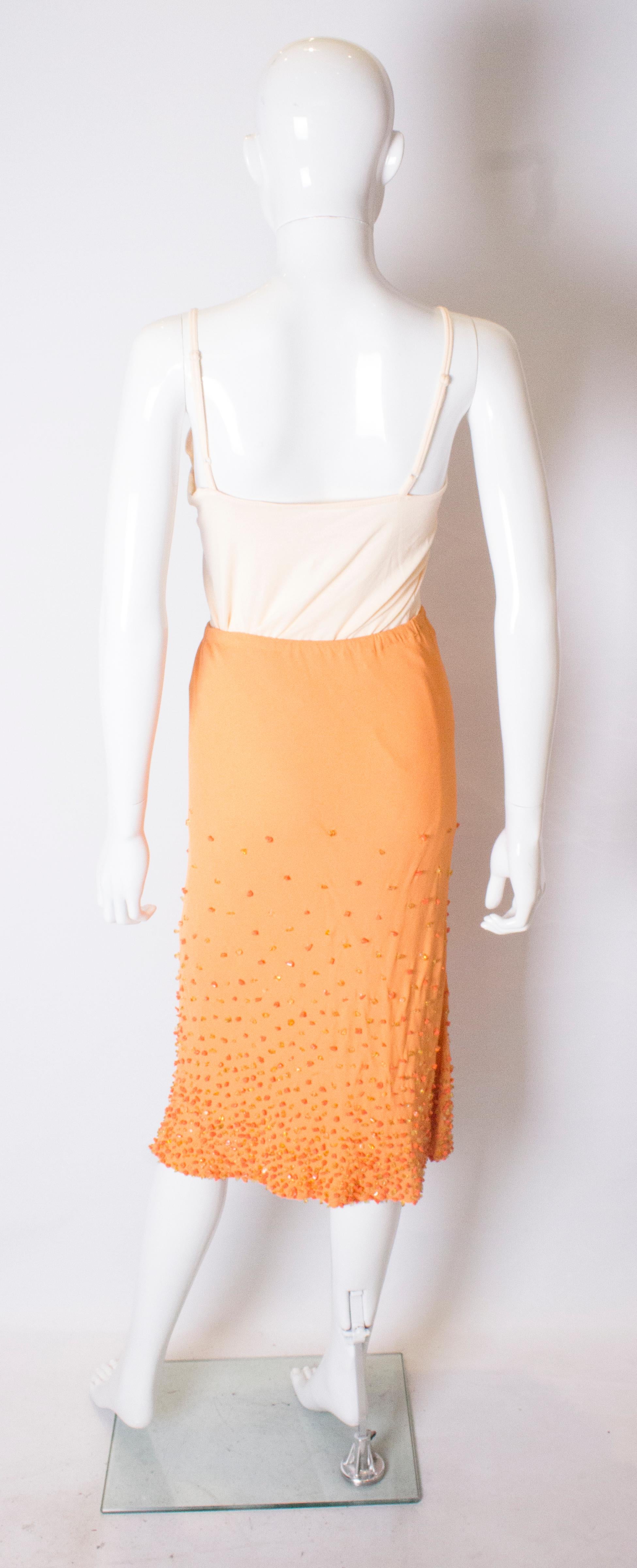 Vintage Beaded Orange Skirt For Sale 2