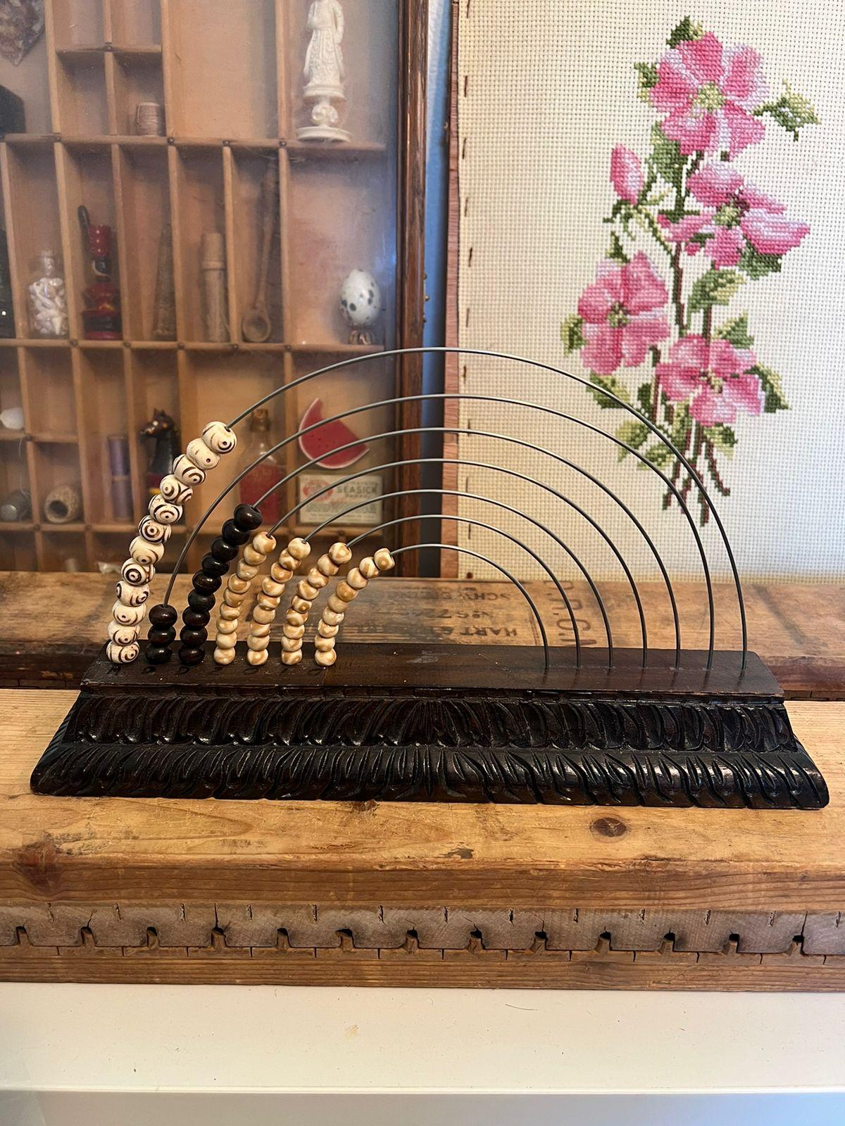 Late 20th Century Vintage Beaded Rainbow Counting Device. Seven Rod Arc Abacus.