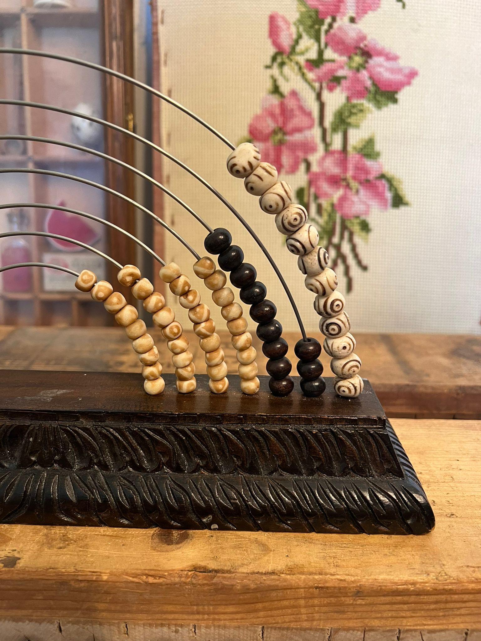 Vintage Beaded Rainbow Counting Device. Seven Rod Arc Abacus. 2