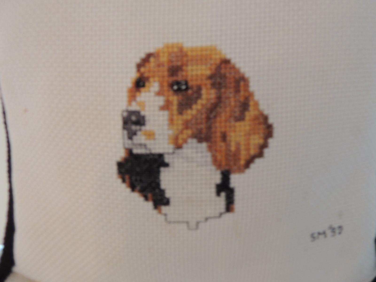 American Vintage Beagle Dog Small Needlepoint Decorative Pillow