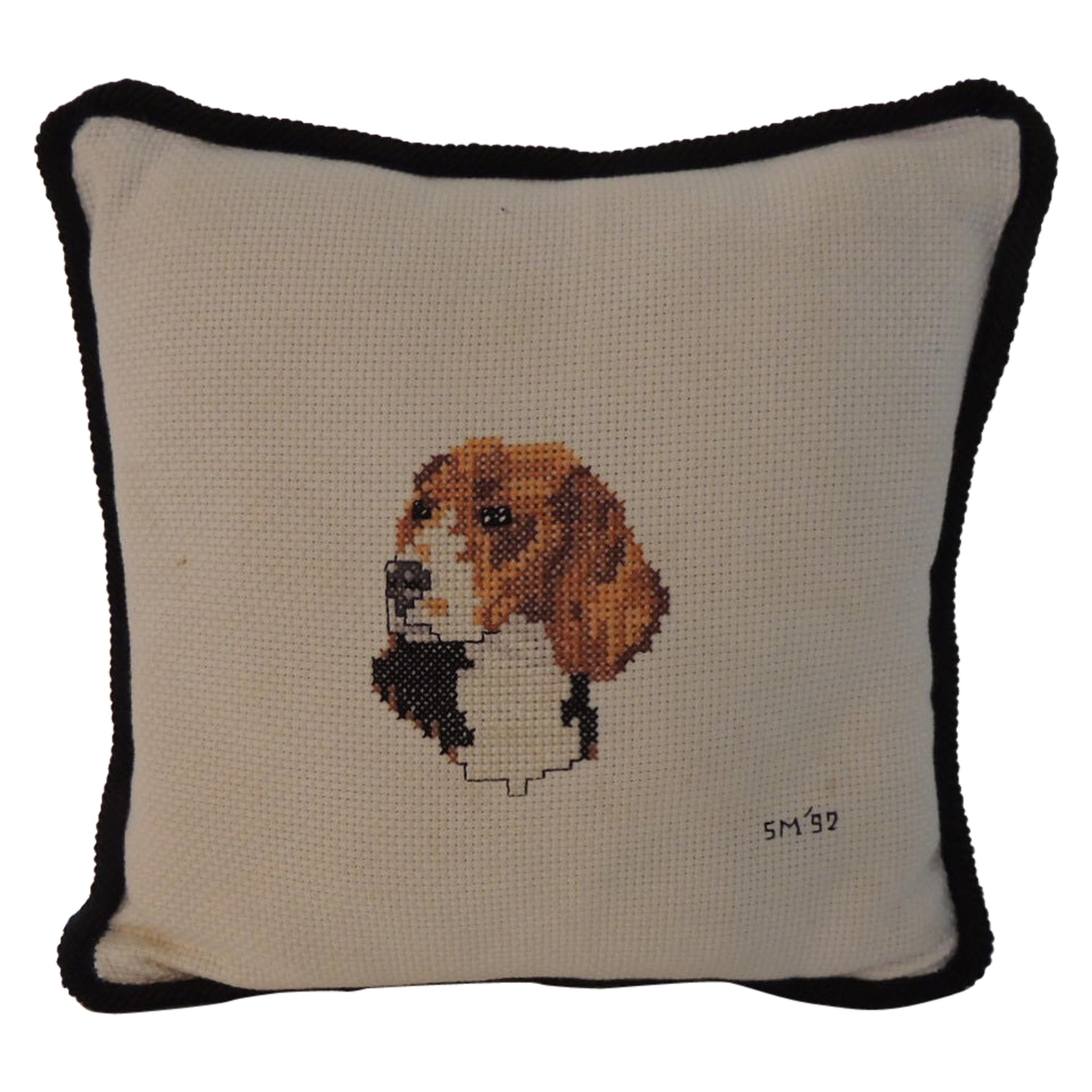 Vintage Needlepoint Pillow at 1stDibs