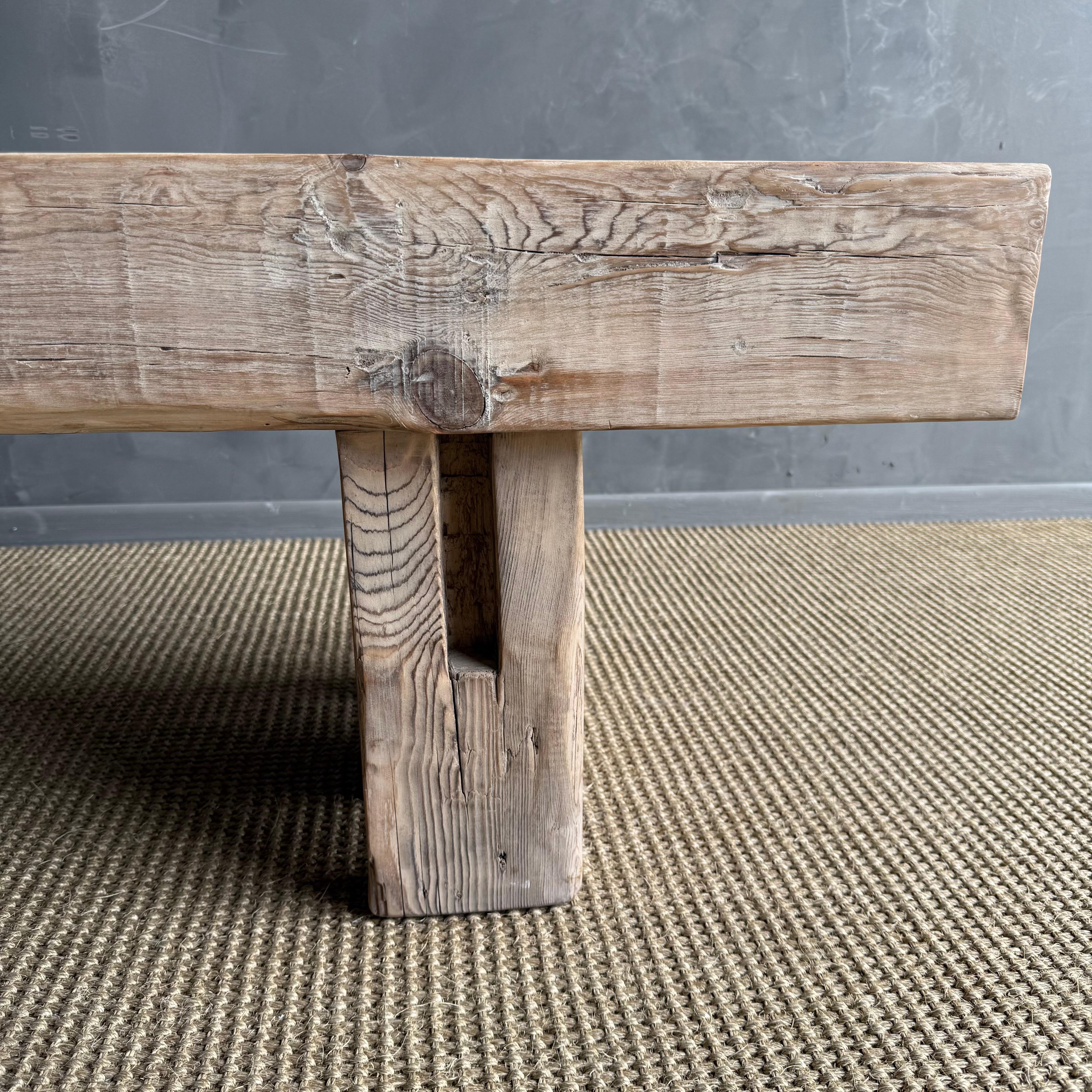20th Century Vintage Beam Solid Plank Bench One of a Kind For Sale