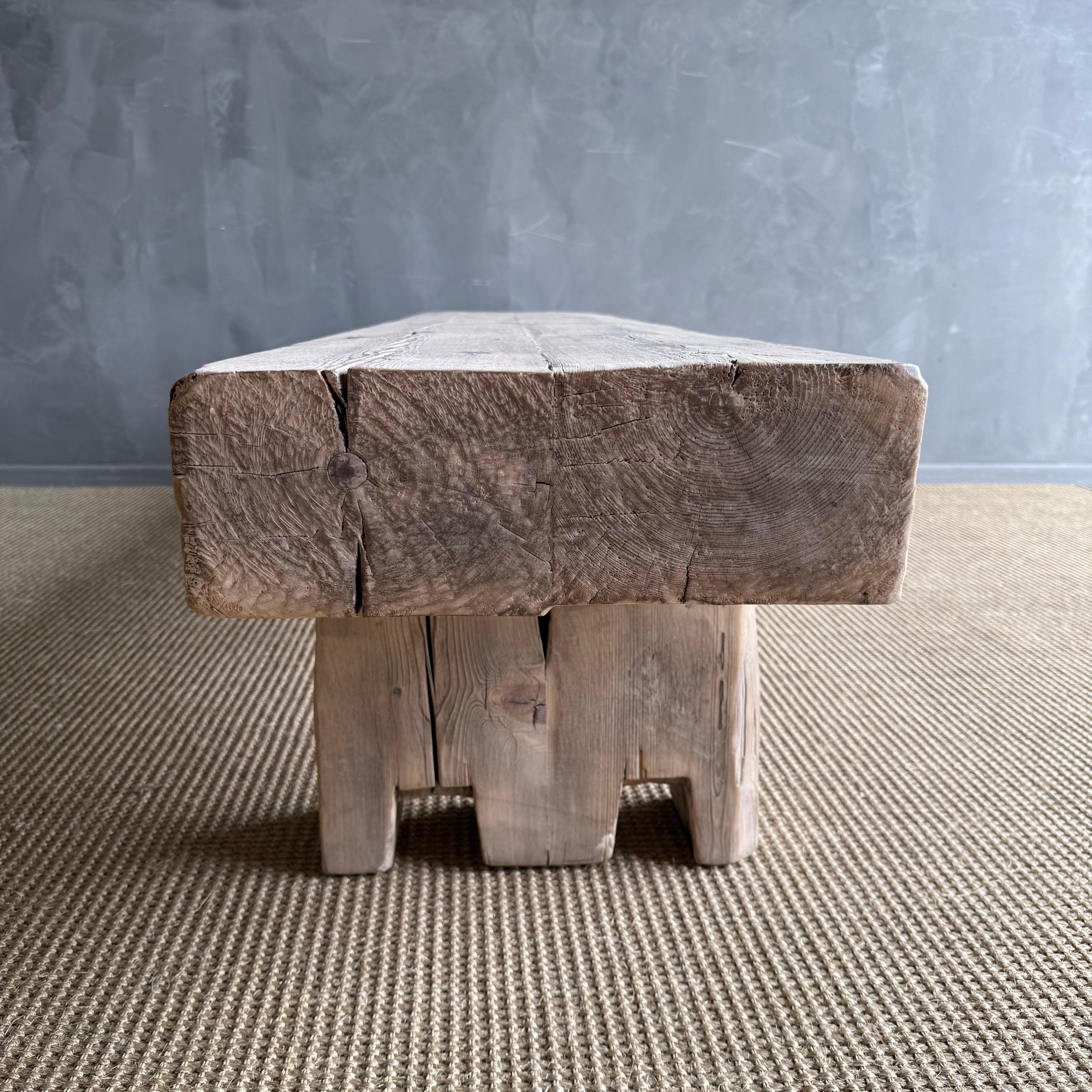 Vintage Beam Solid Plank Bench One of a Kind For Sale 1