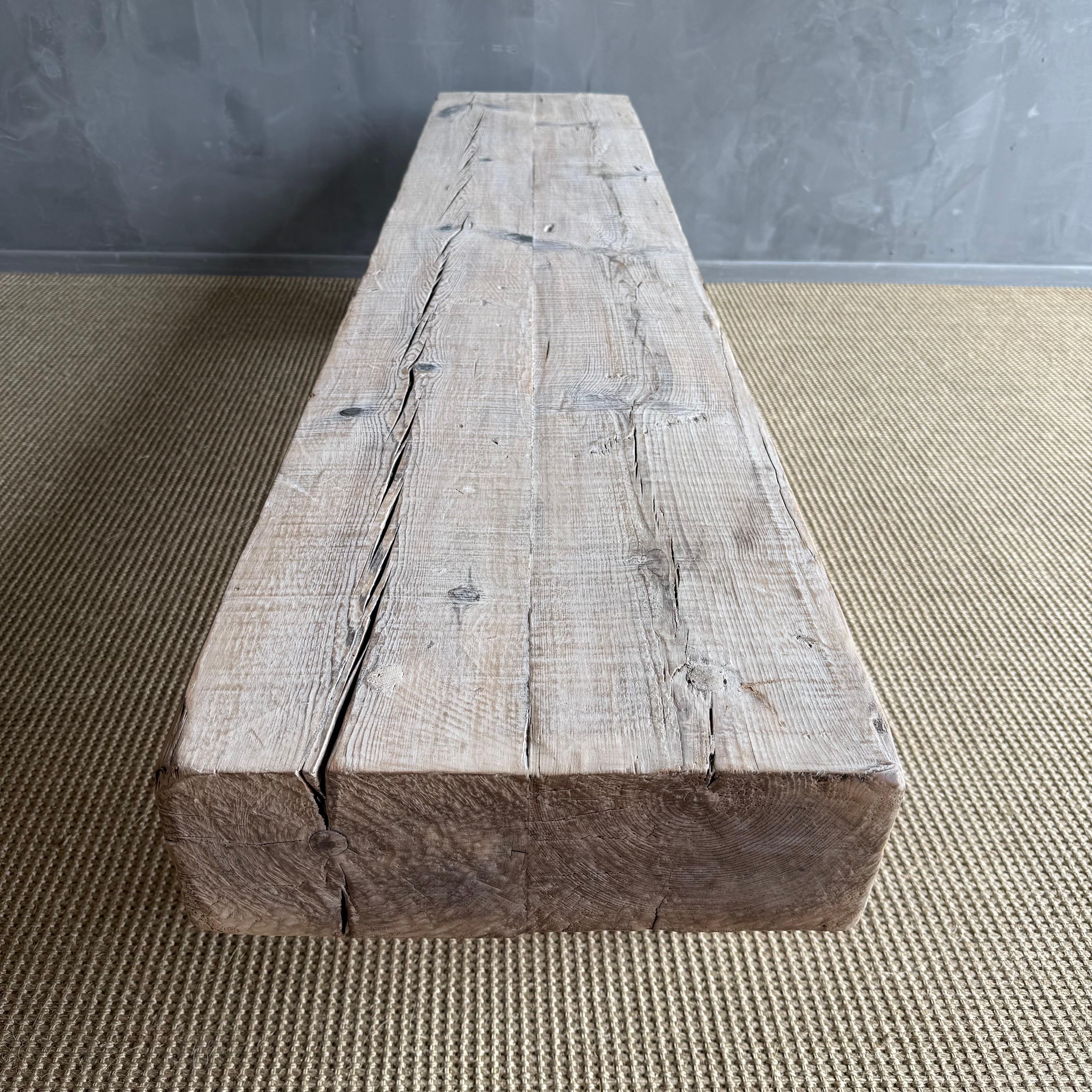 Vintage Beam Solid Plank Bench One of a Kind For Sale 2