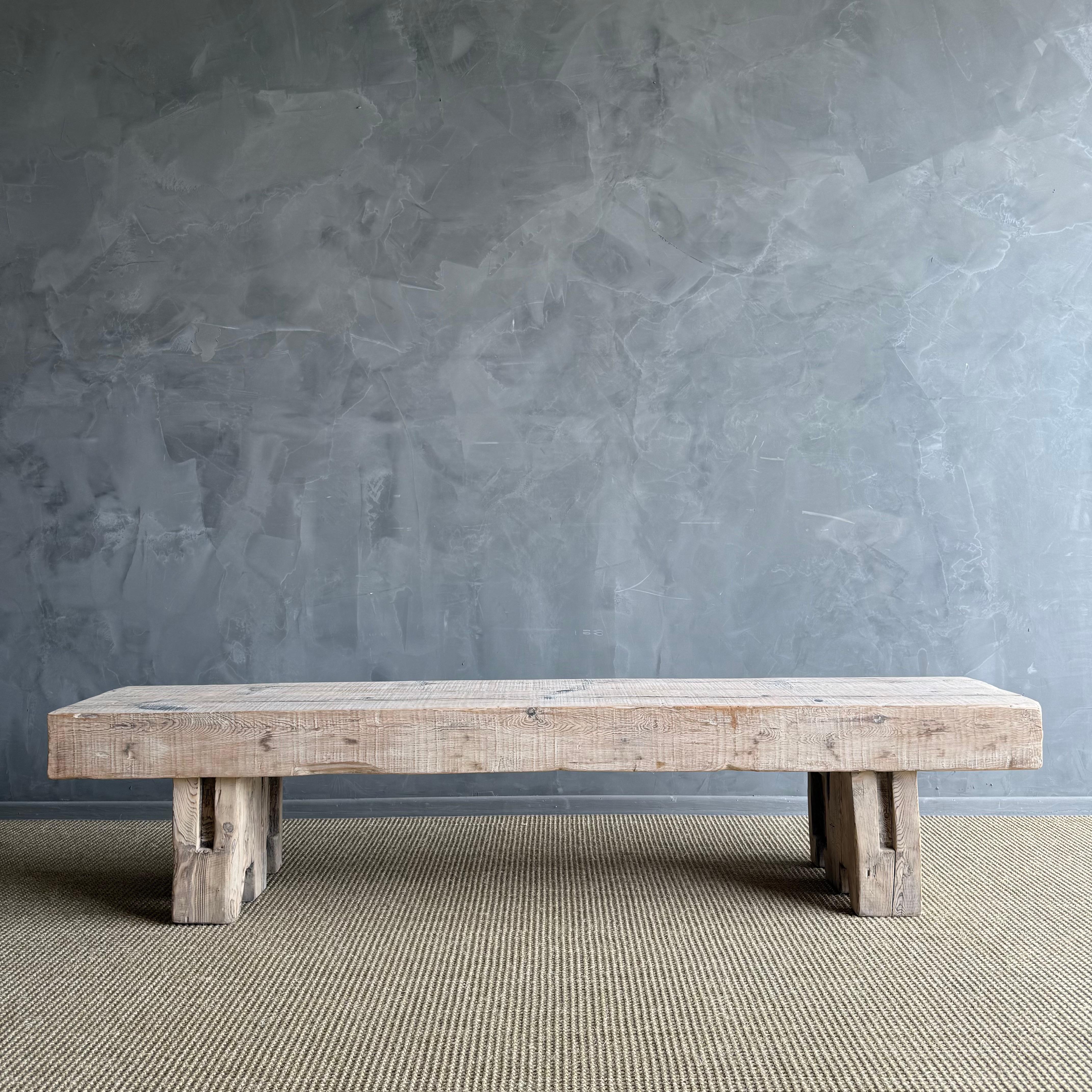 Vintage Beam Solid Plank Bench One of a Kind For Sale 3