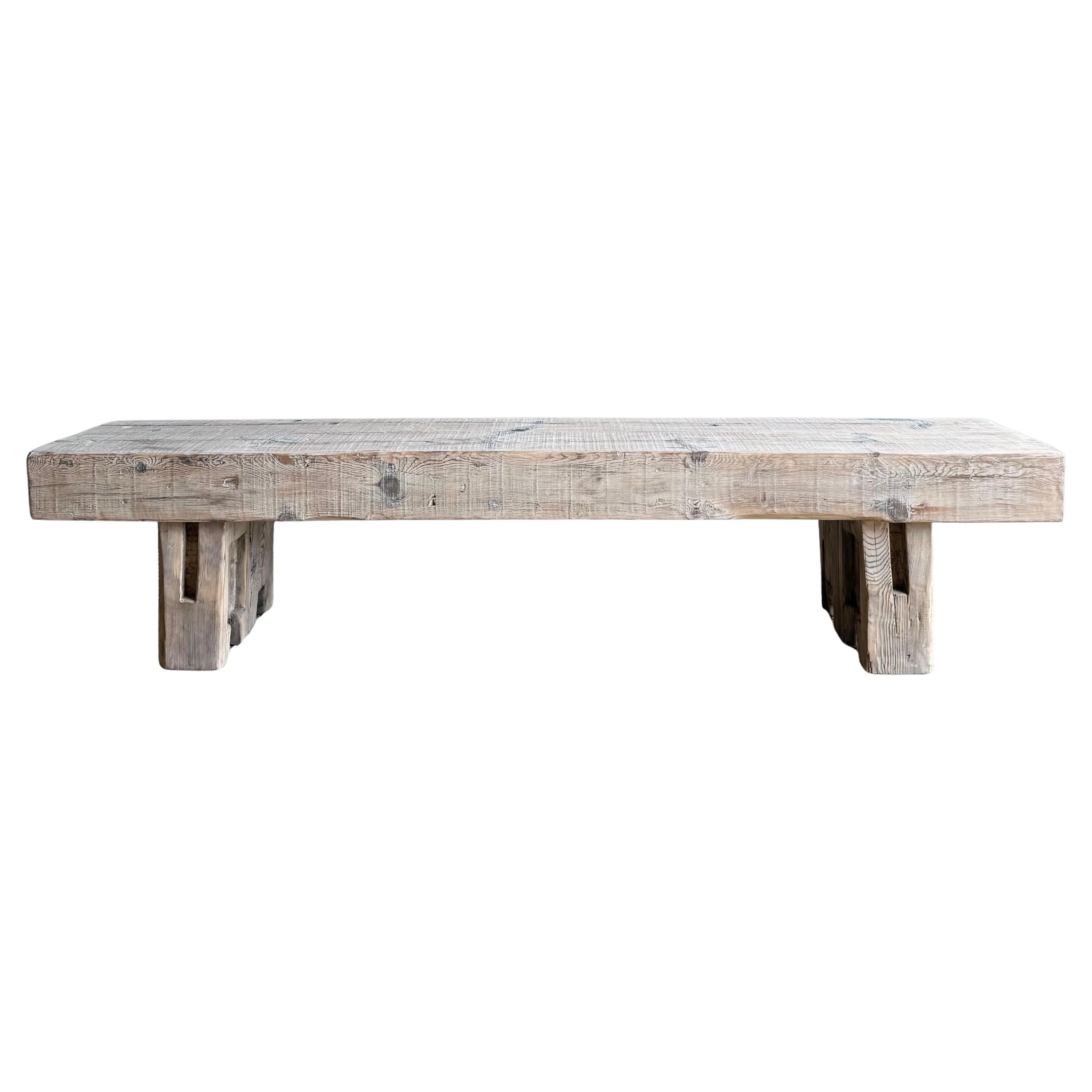 Vintage Beam Solid Plank Bench One of a Kind For Sale