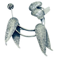 Vintage BEAU STERLING silver poodle dog figural brooch