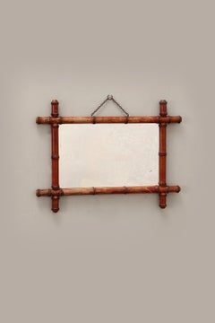 Vintage Beautiful French Bamboo Mirror