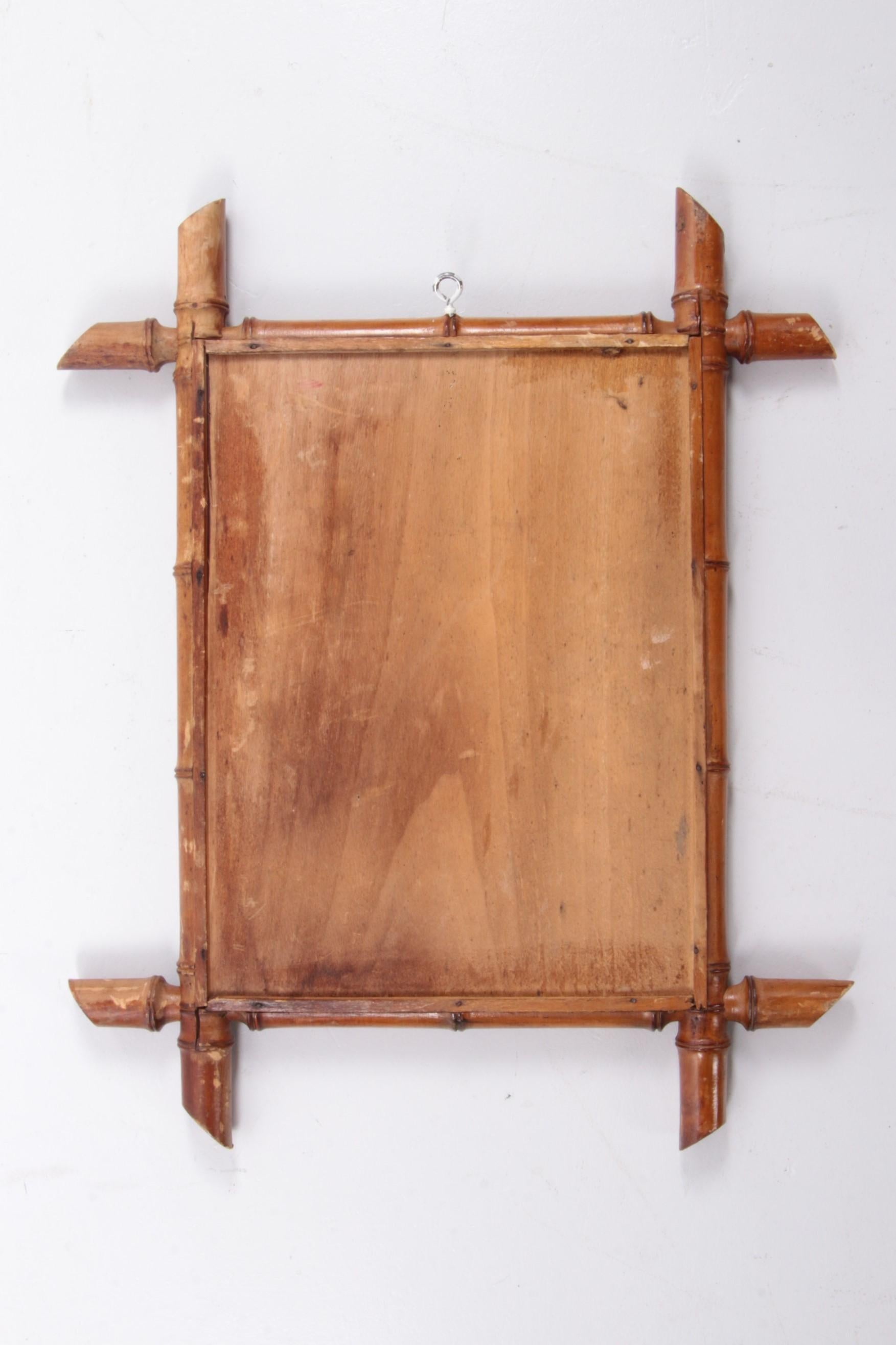 Mid-Century Modern Vintage Beautiful French Bamboo Mirror For Sale