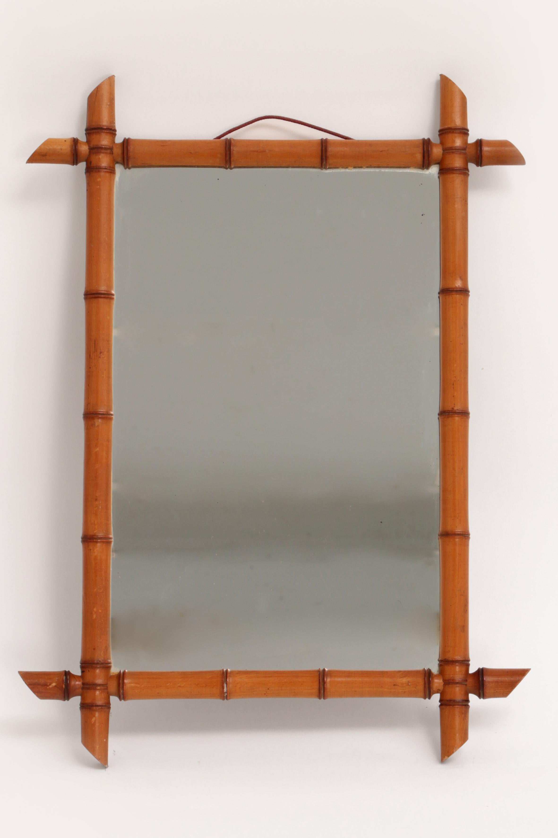 Vintage Beautiful French Bamboo Mirror In Good Condition In Oostrum-Venray, NL