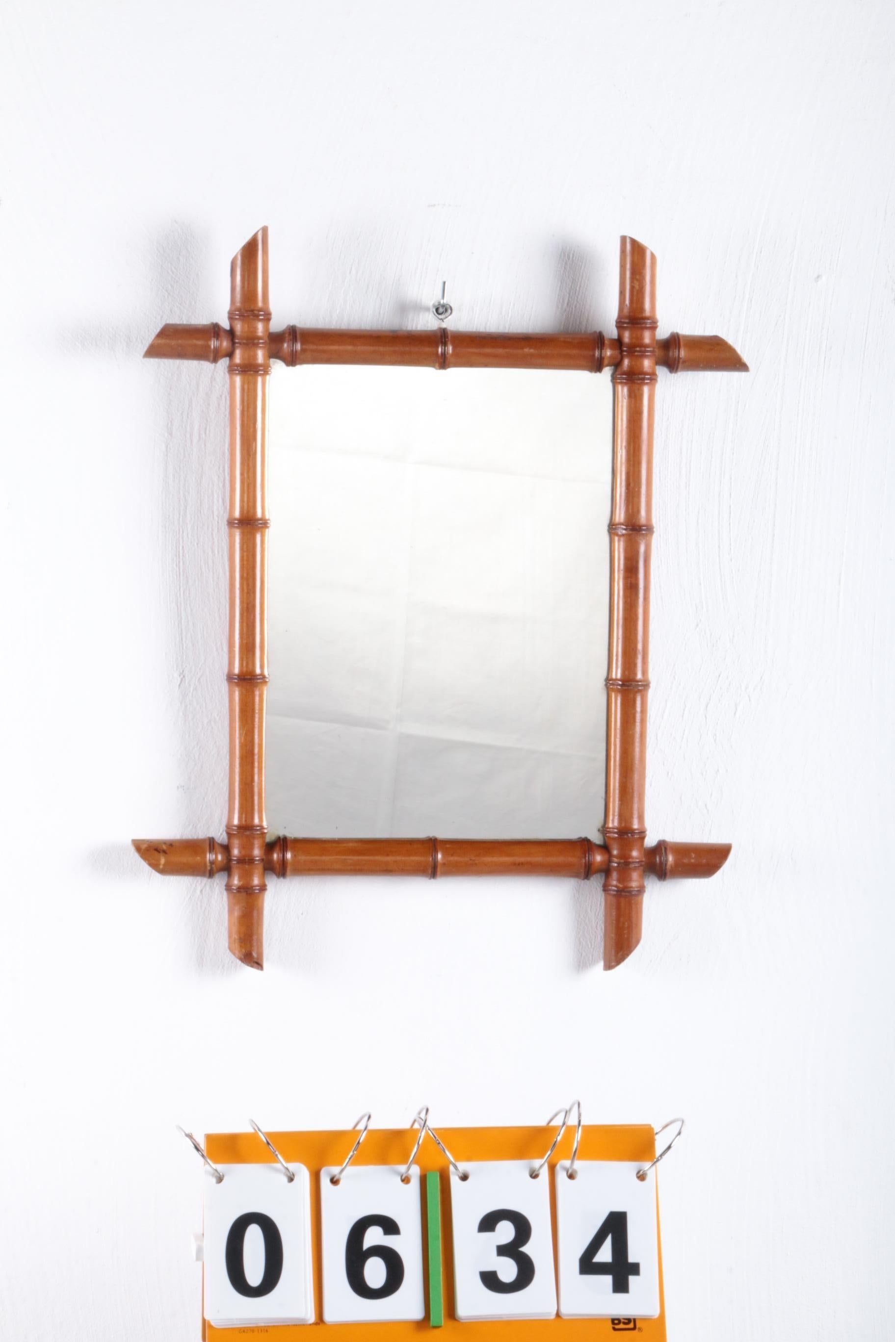 Vintage Beautiful French Bamboo Mirror For Sale 2