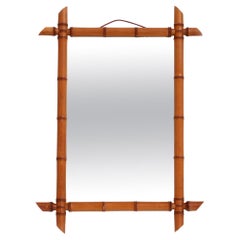Antique Beautiful French Bamboo Mirror