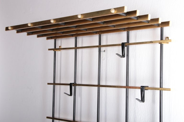 Vintage Beautiful Gold Colored Aluminum Wall Coat Rack, 1950s at 1stDibs