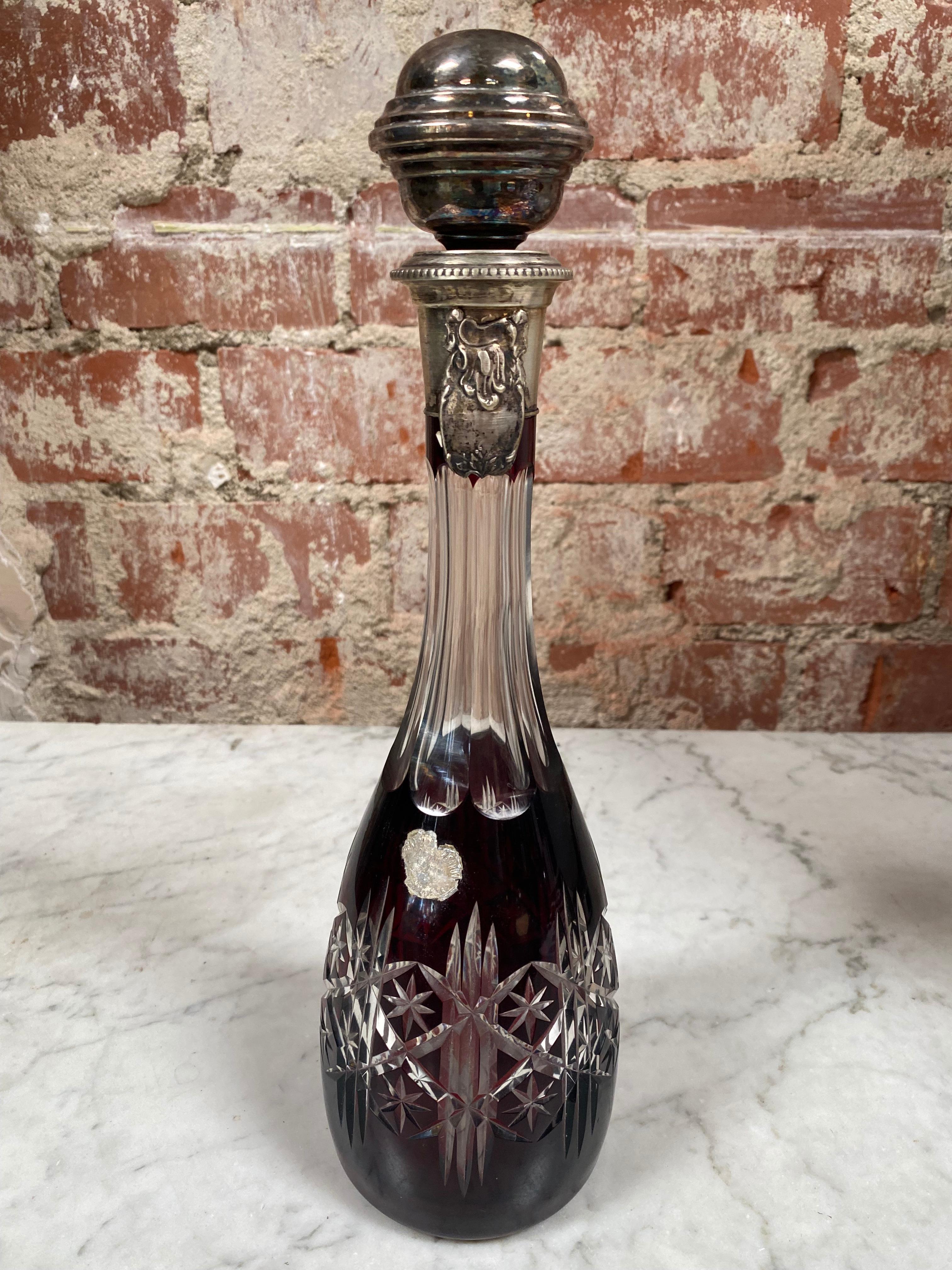 Beautiful tall glass bottle vintage made in Italy, 1970s.