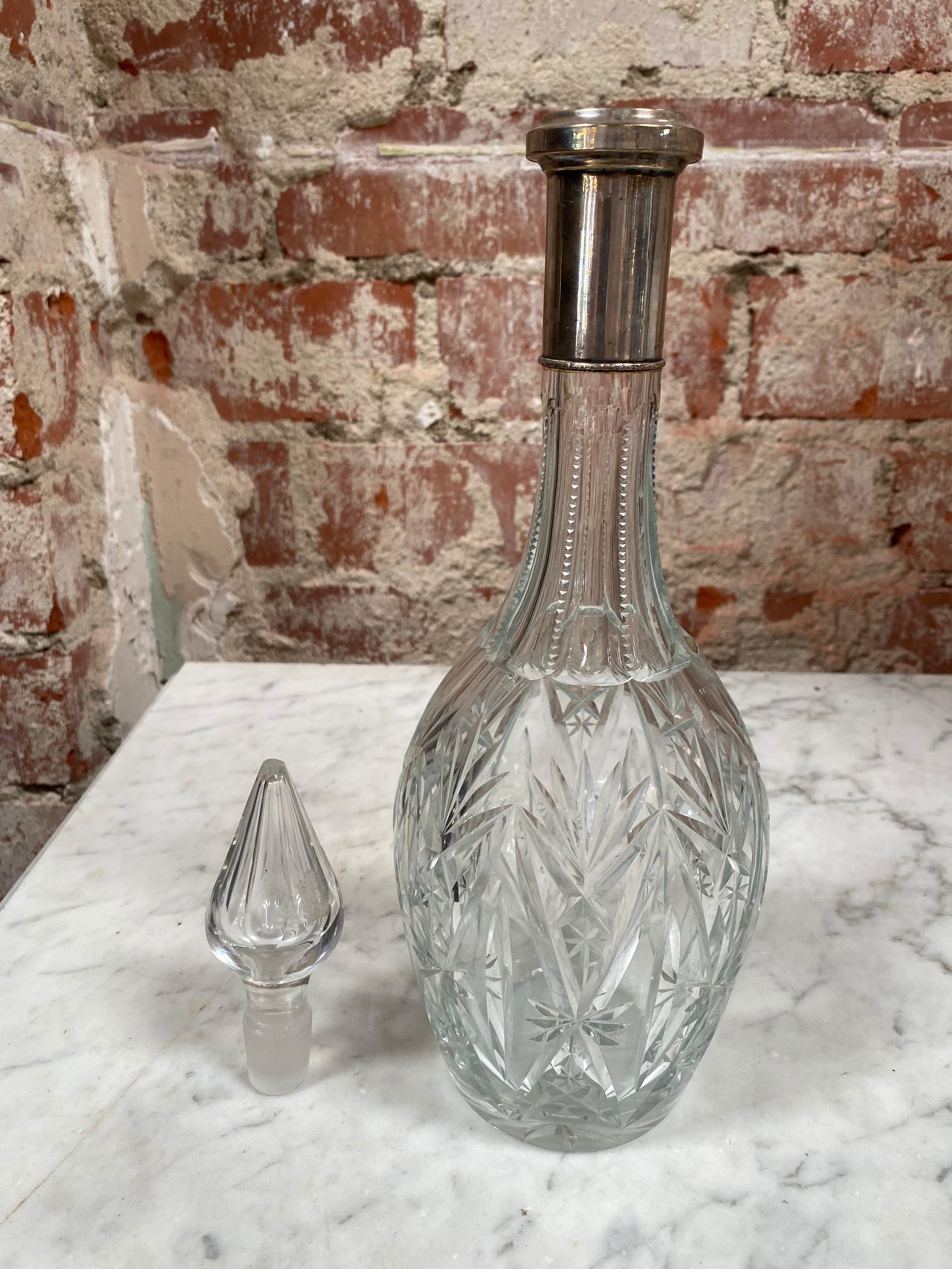 Mid-Century Modern Vintage Beautiful Italian Mid Century Glass Bottle, 1970s For Sale