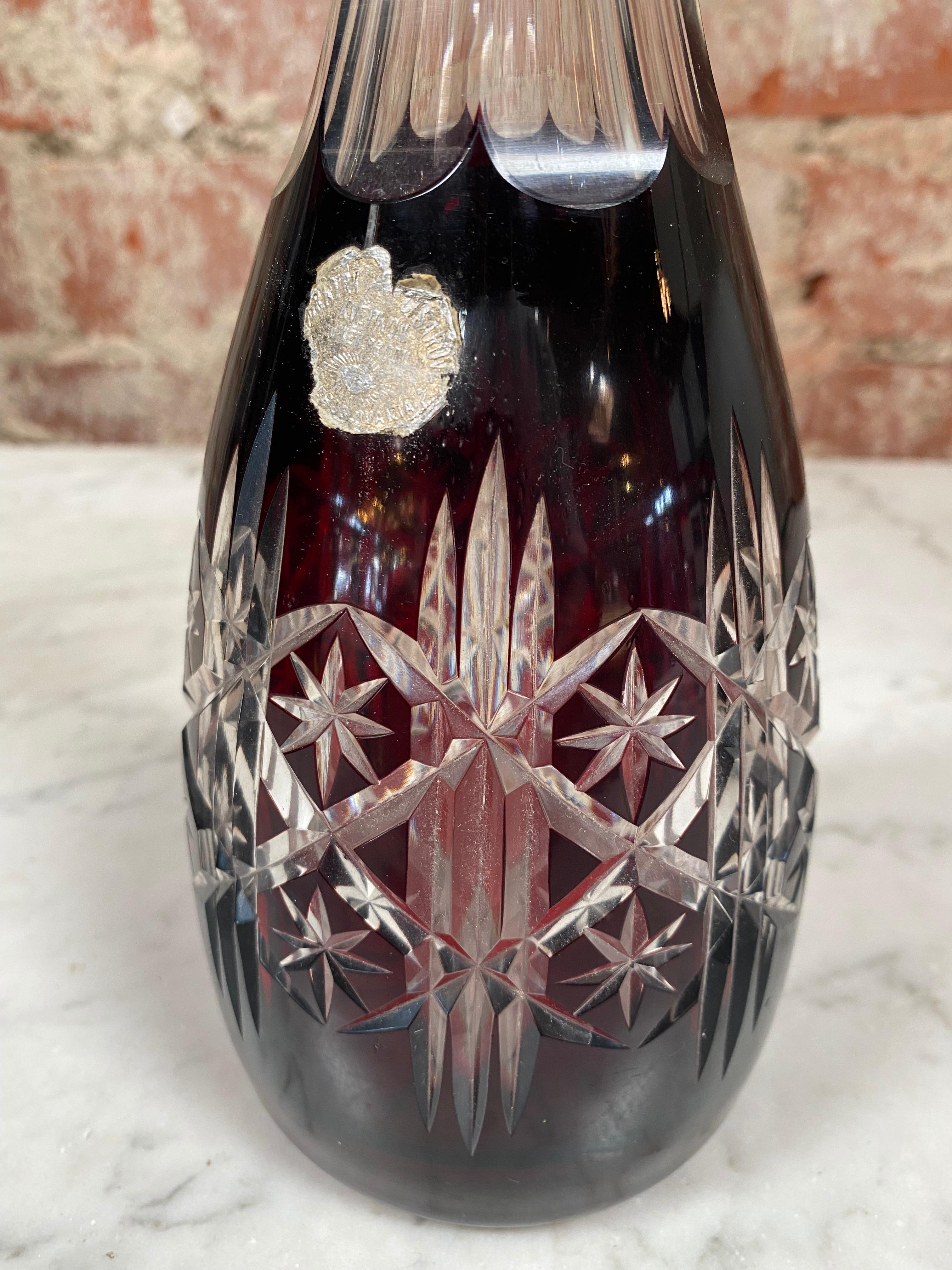 Vintage Beautiful Italian Mid Century Glass Bottle, 1970s In Good Condition For Sale In Los Angeles, CA