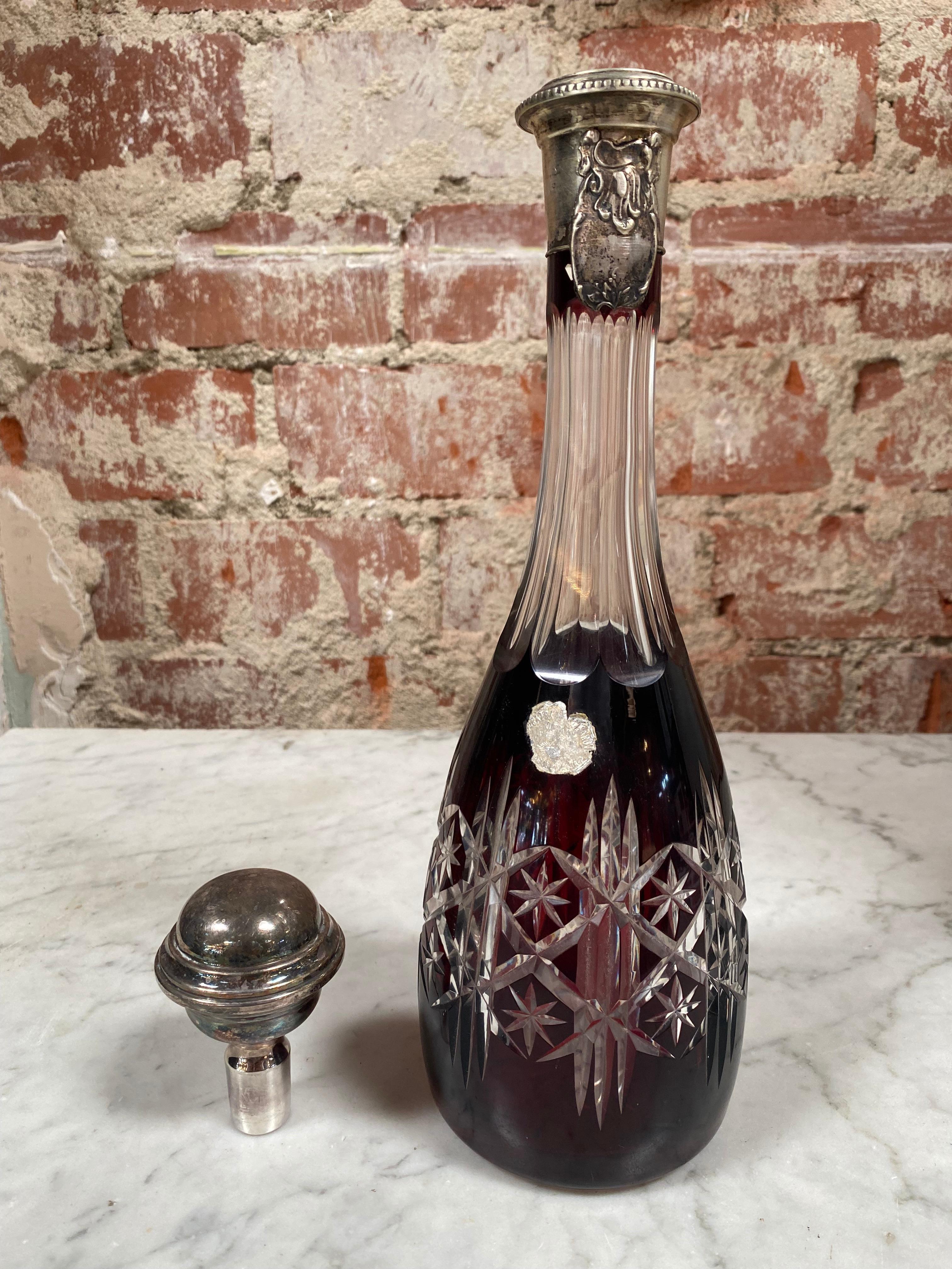 Late 20th Century Vintage Beautiful Italian Mid Century Glass Bottle, 1970s For Sale