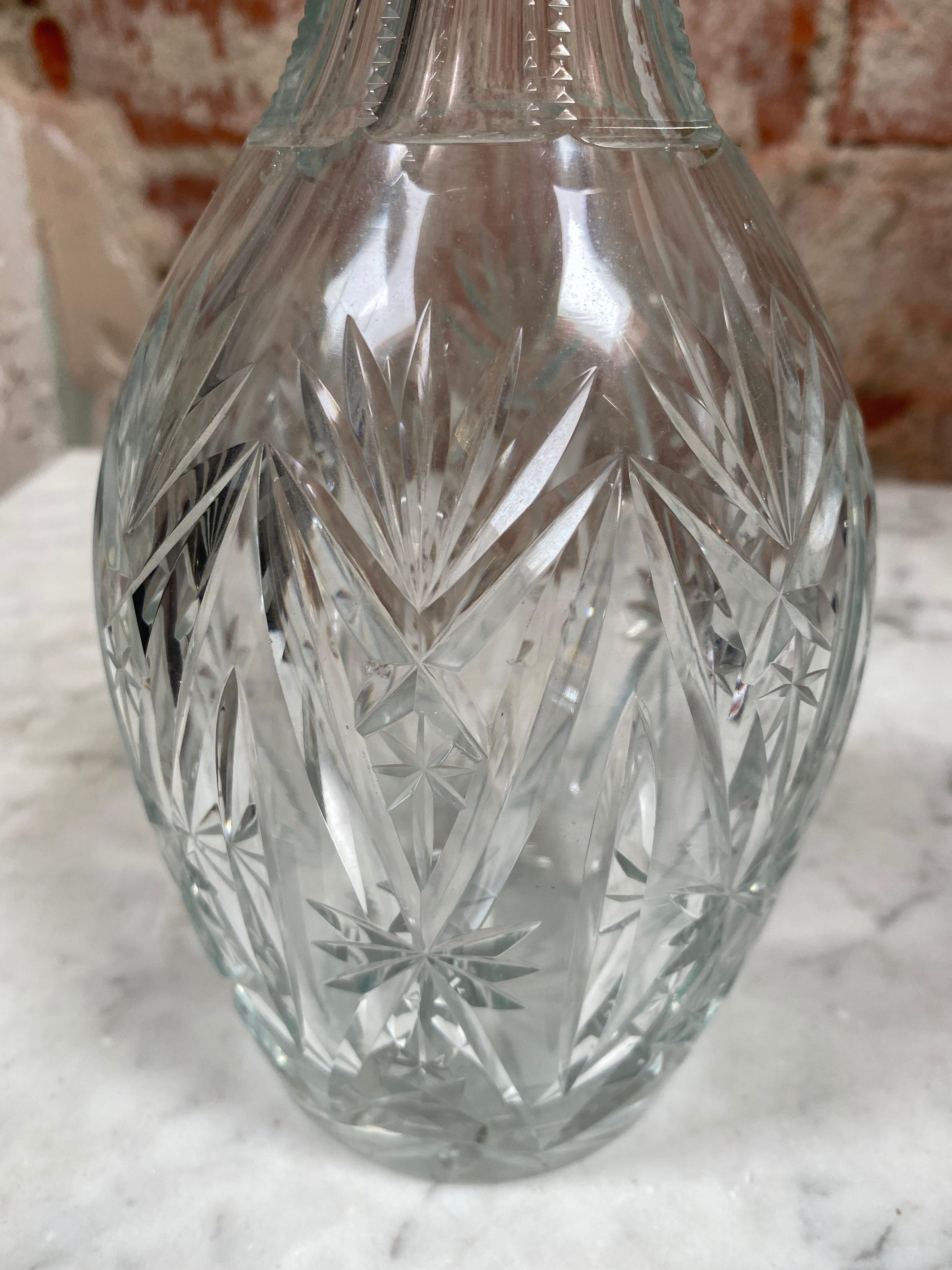 Silver Vintage Beautiful Italian Mid Century Glass Bottle, 1970s For Sale