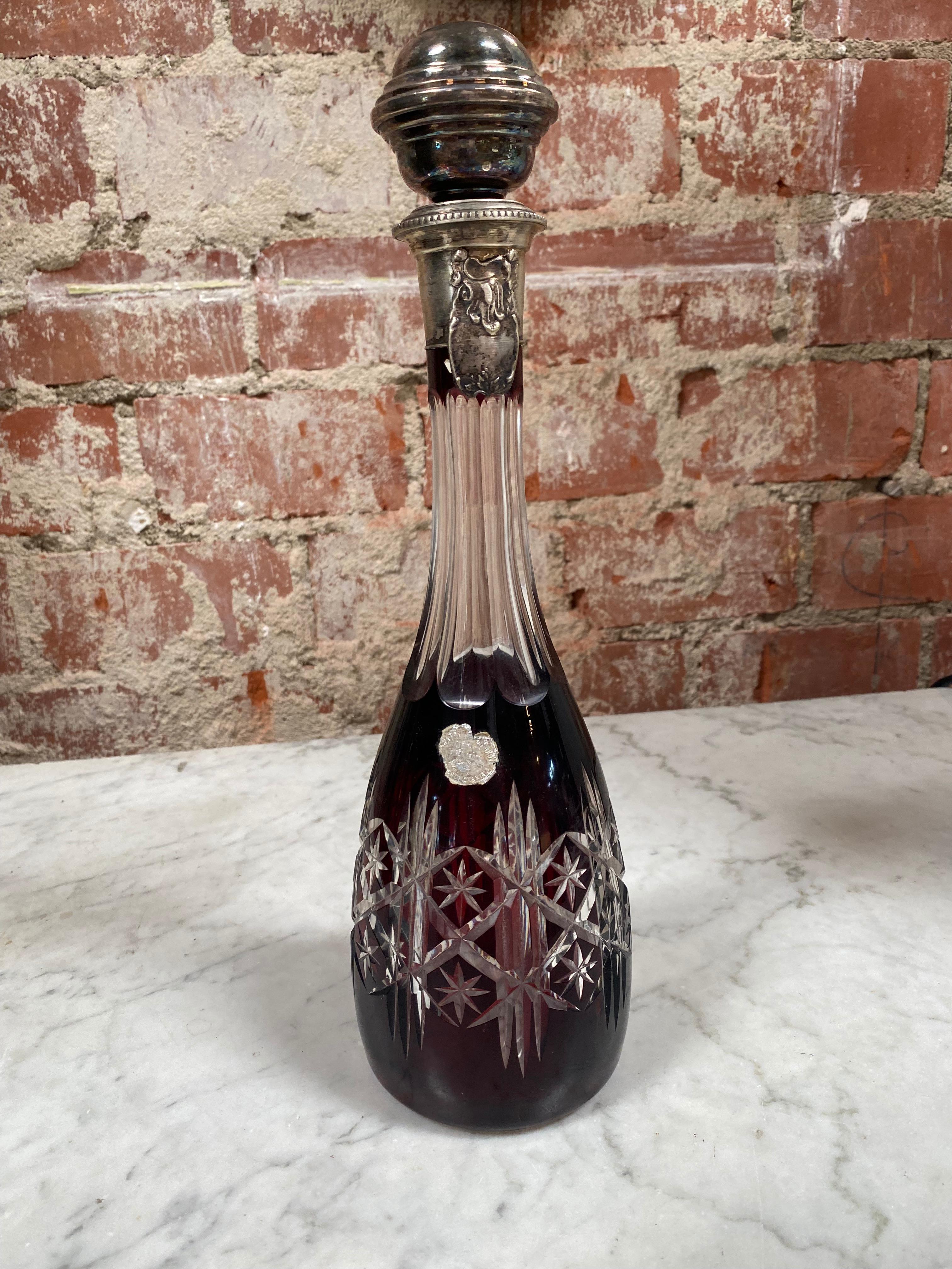 Vintage Beautiful Italian Mid Century Glass Bottle, 1970s For Sale 1