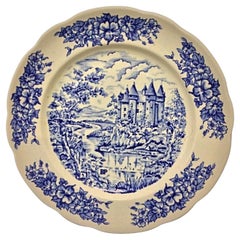 Magnifique assiette en porcelaine Pyroblan "BP" avec décor de château - 2Y61