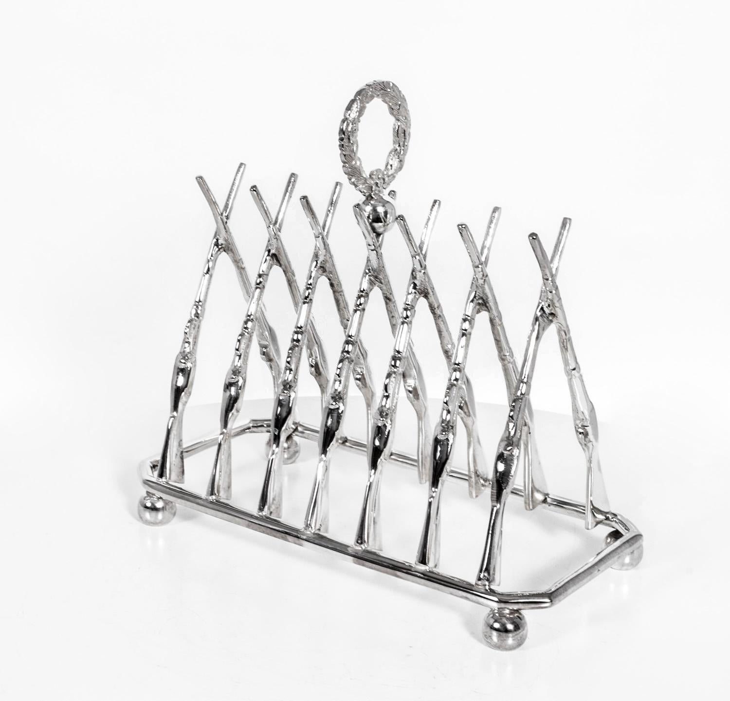 Late 20th Century Vintage Beautiful Silver Plated Toast Rack Crossed Rifles 20th Century