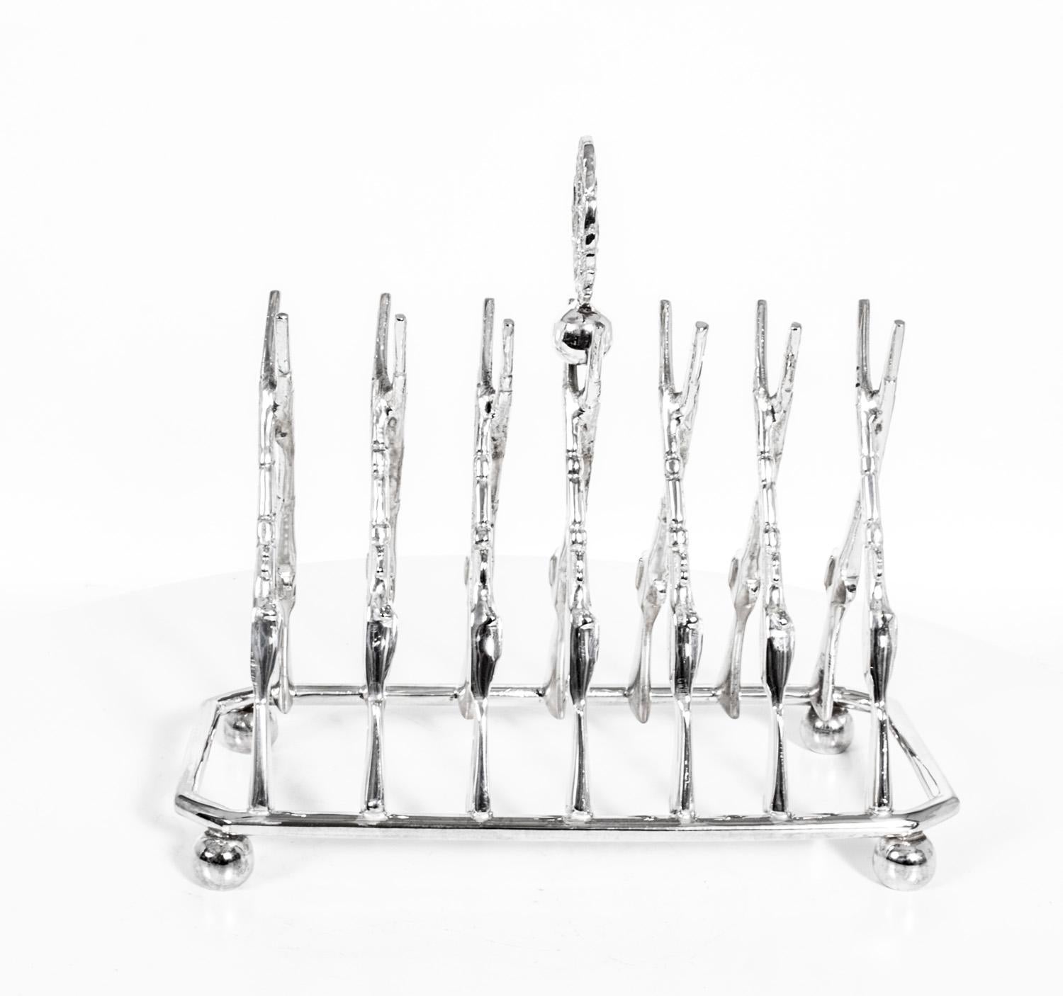 Vintage Beautiful Silver Plated Toast Rack Crossed Rifles 20th Century 1