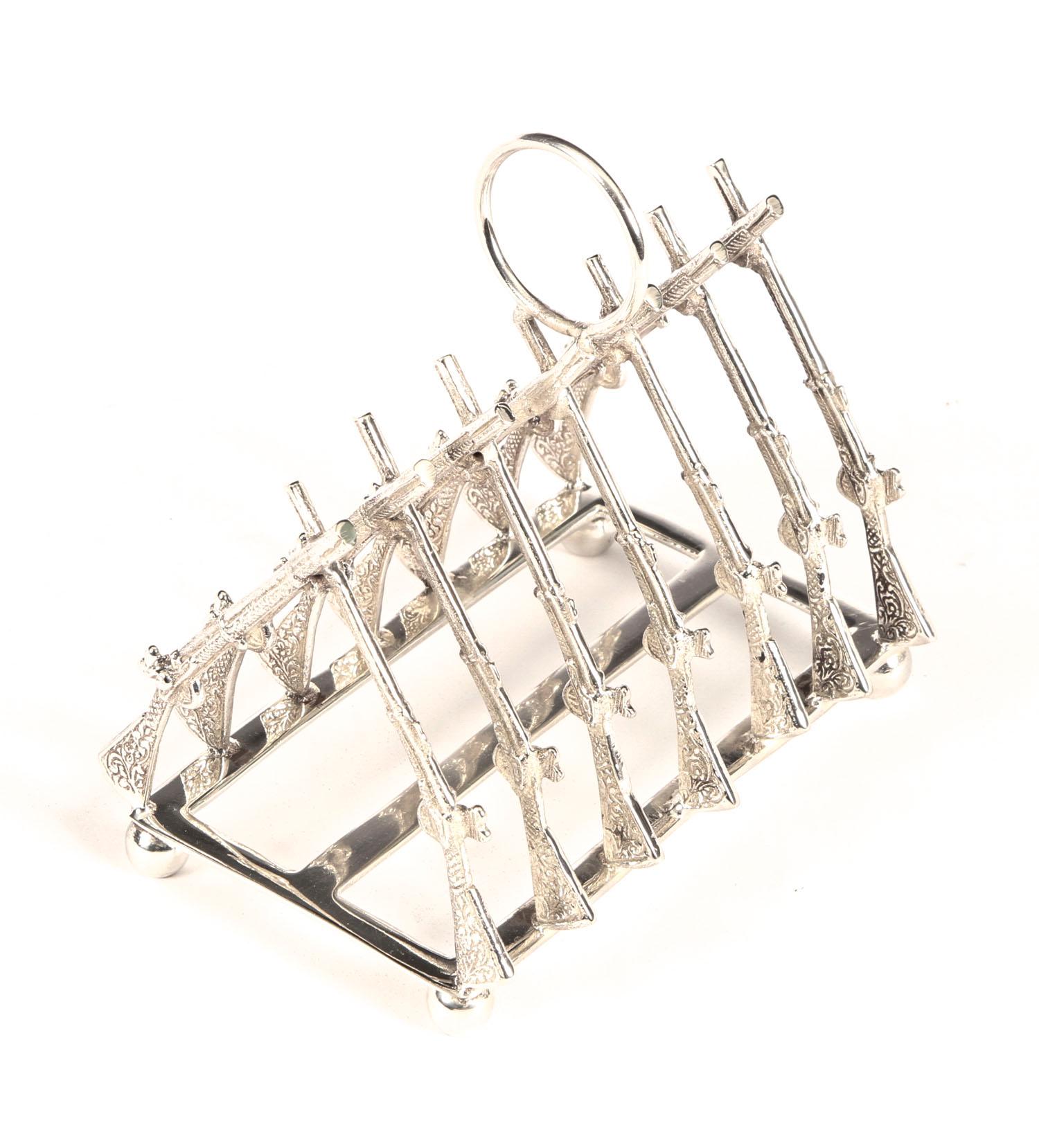 Vintage Beautiful Silver Plated Toast Rack Crossed Rifles 20th Century For Sale 2