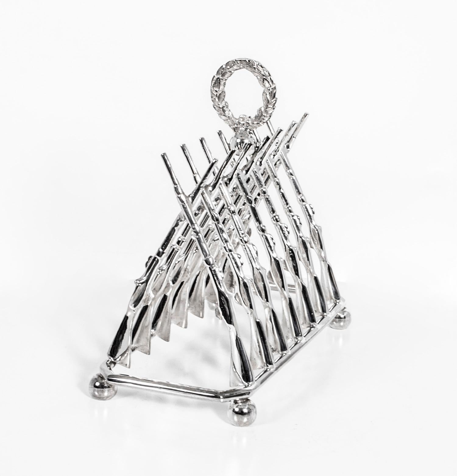 Vintage Beautiful Silver Plated Toast Rack Crossed Rifles 20th Century 5