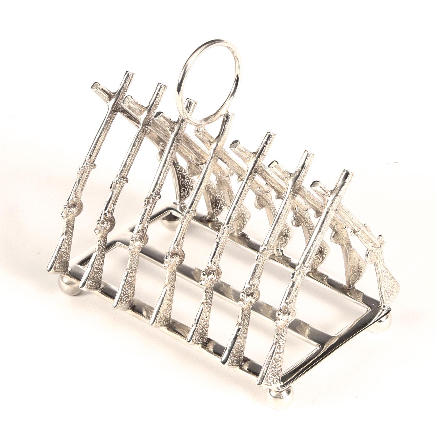 Vintage Beautiful Silver Plated Toast Rack Crossed Rifles 20th Century For Sale 6