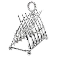 Retro Beautiful Silver Plated Toast Rack Crossed Rifles 20th Century