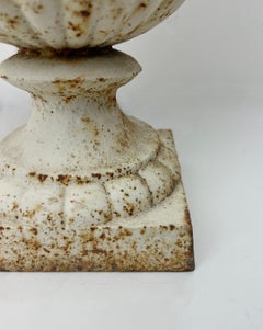 Vintage Beautifully Distressed French Cast Iron Urn Medici Garden Vases