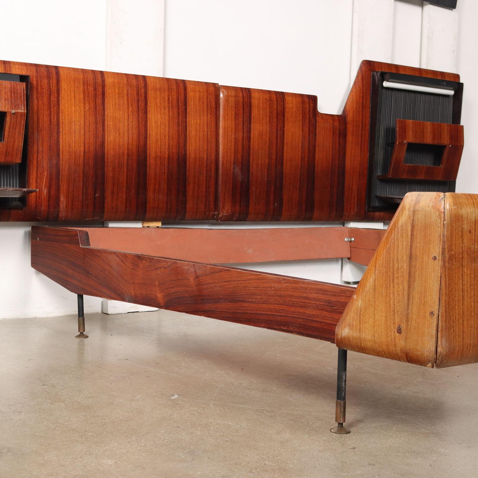 Vintage Bed Exotic Wood, Italy, 1960s 7