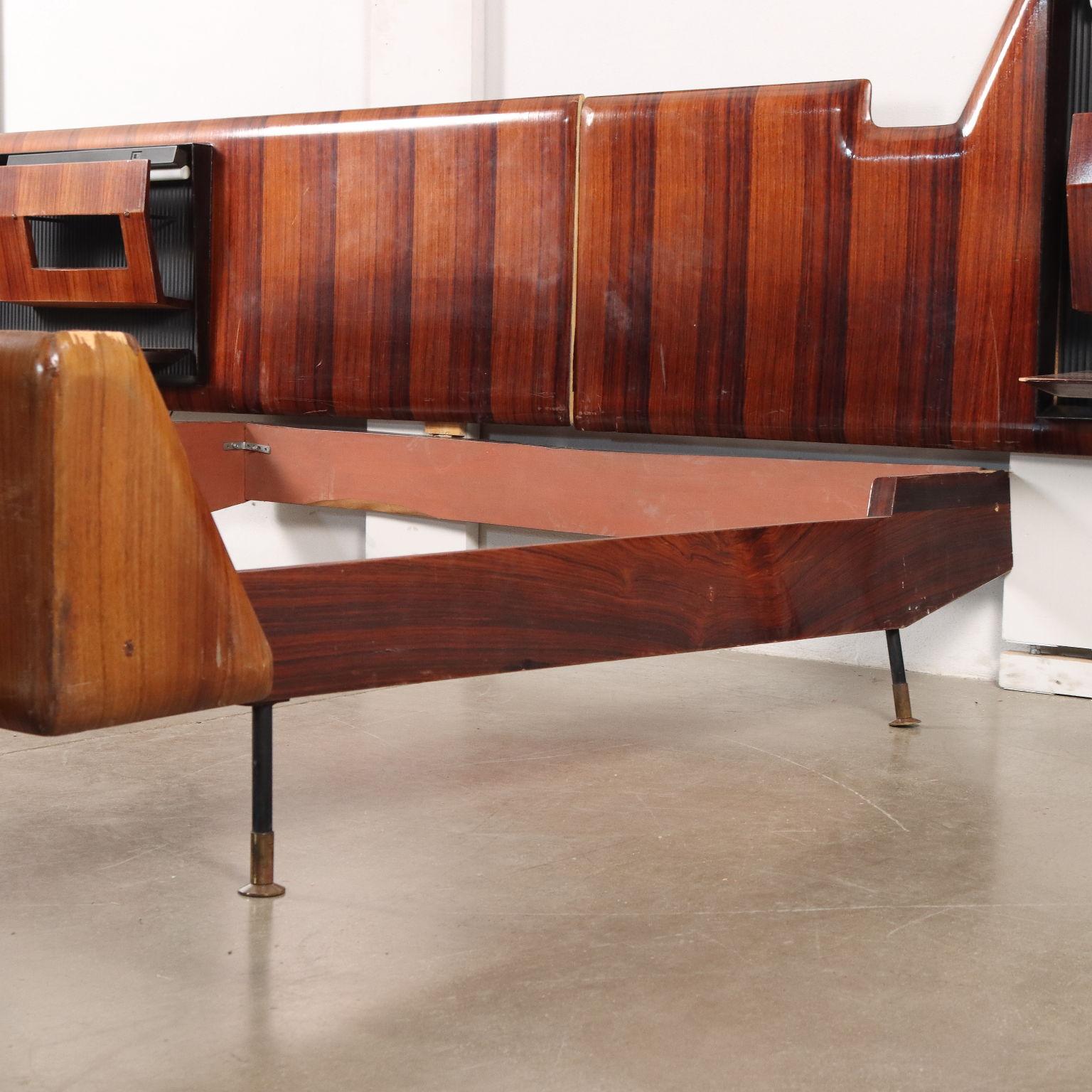 Vintage Bed Exotic Wood, Italy, 1960s 8