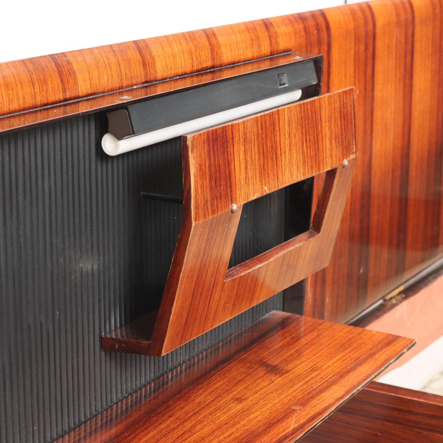 Mid-Century Modern Vintage Bed Exotic Wood, Italy, 1960s