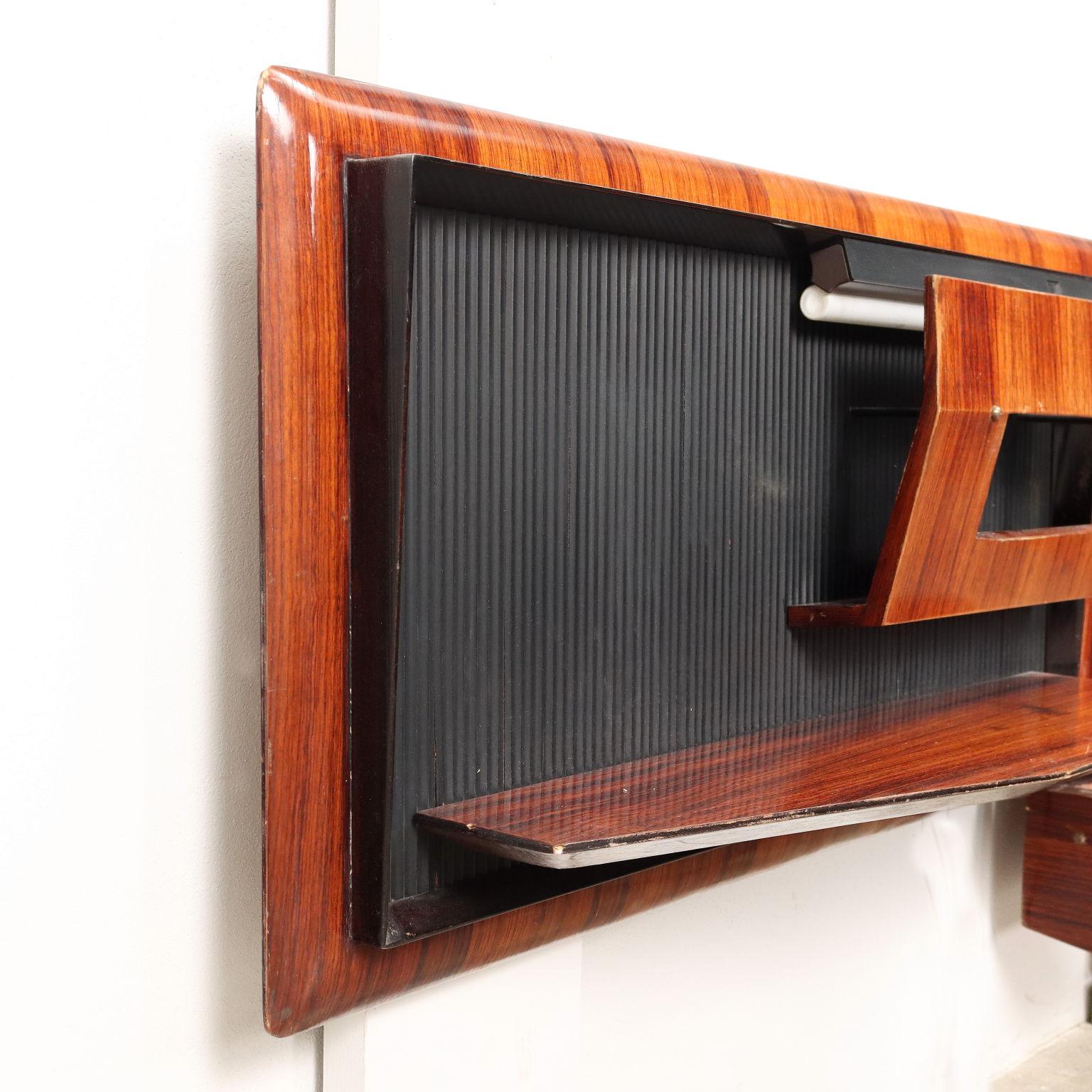 Mid-20th Century Vintage Bed Exotic Wood, Italy, 1960s