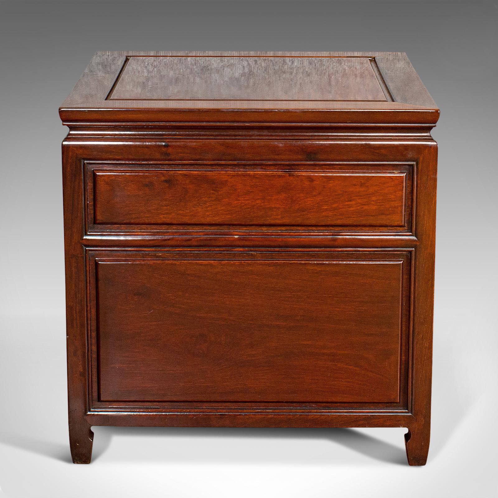 Vintage Bedside Cabinet, Asian, Teak, Low Side Stand, 20th Century, circa 1990 In Good Condition In Hele, Devon, GB