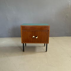 Comodino vintage degli anni '60, piano di fabbricazione italiana in formica petrolio