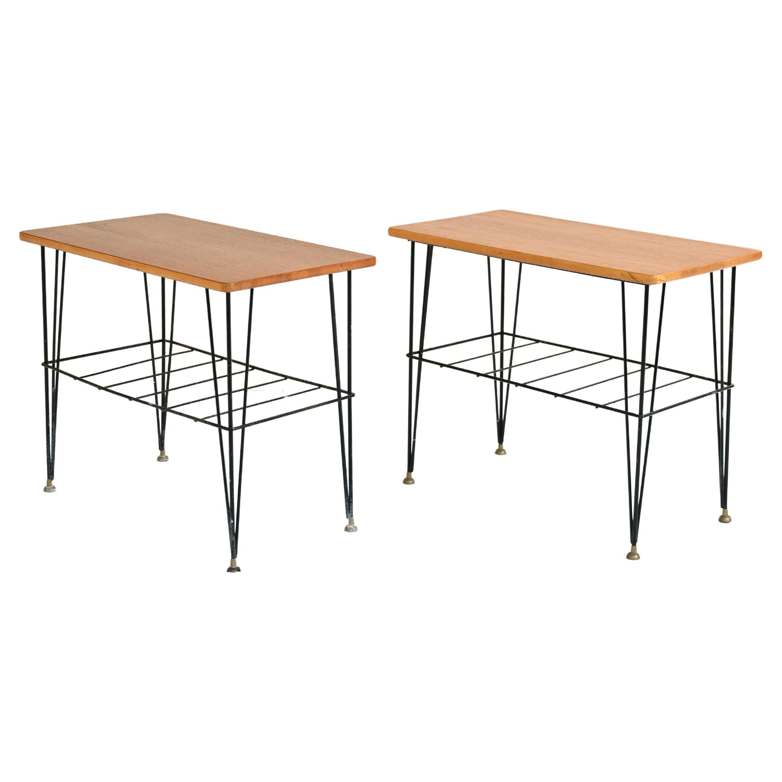 Tables de chevet vintage avec cadre métallique en vente