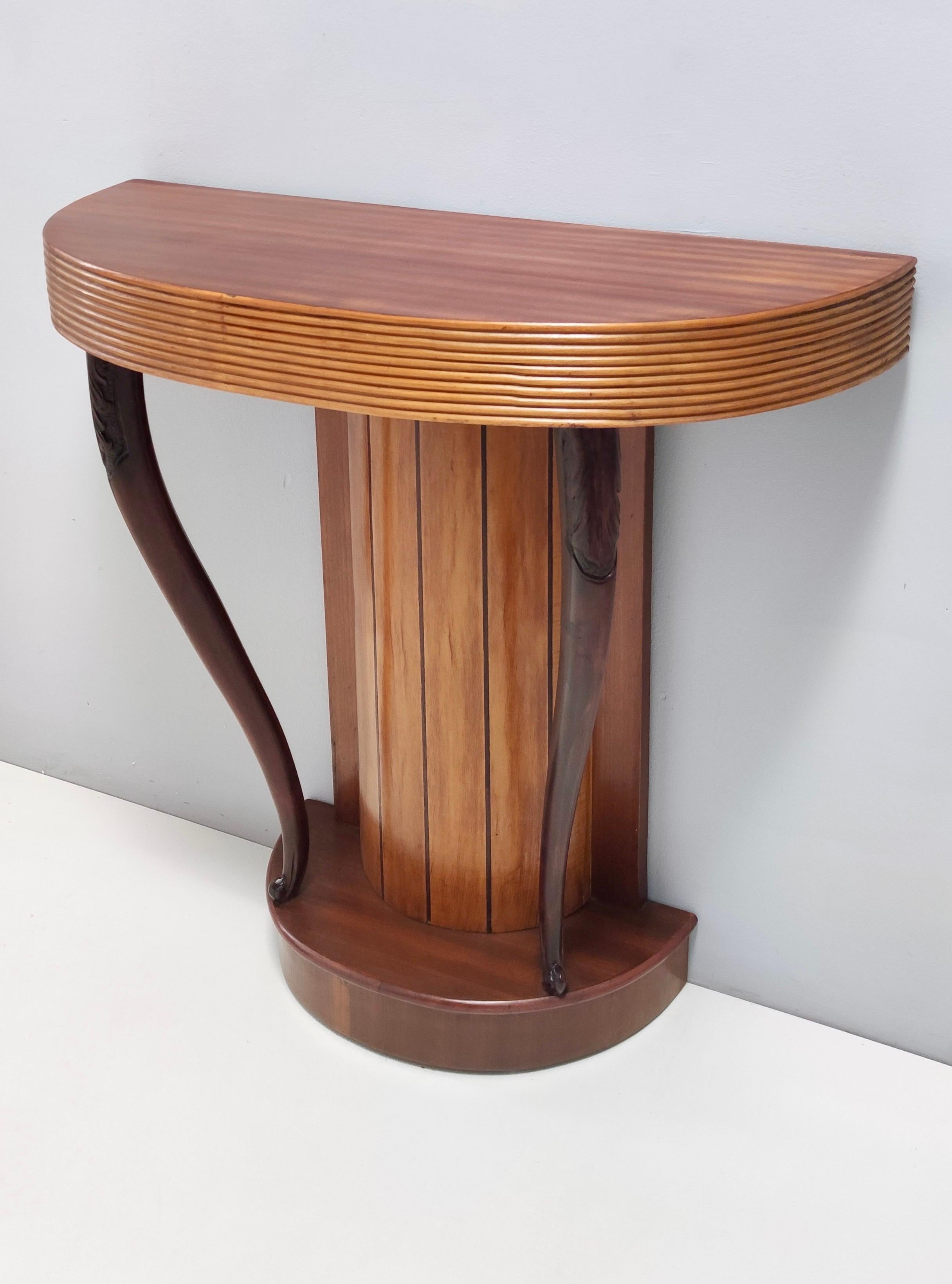 Mid-20th Century Vintage Beech and Walnut Demilune Console Table by Osvaldo Borsani, Italy For Sale