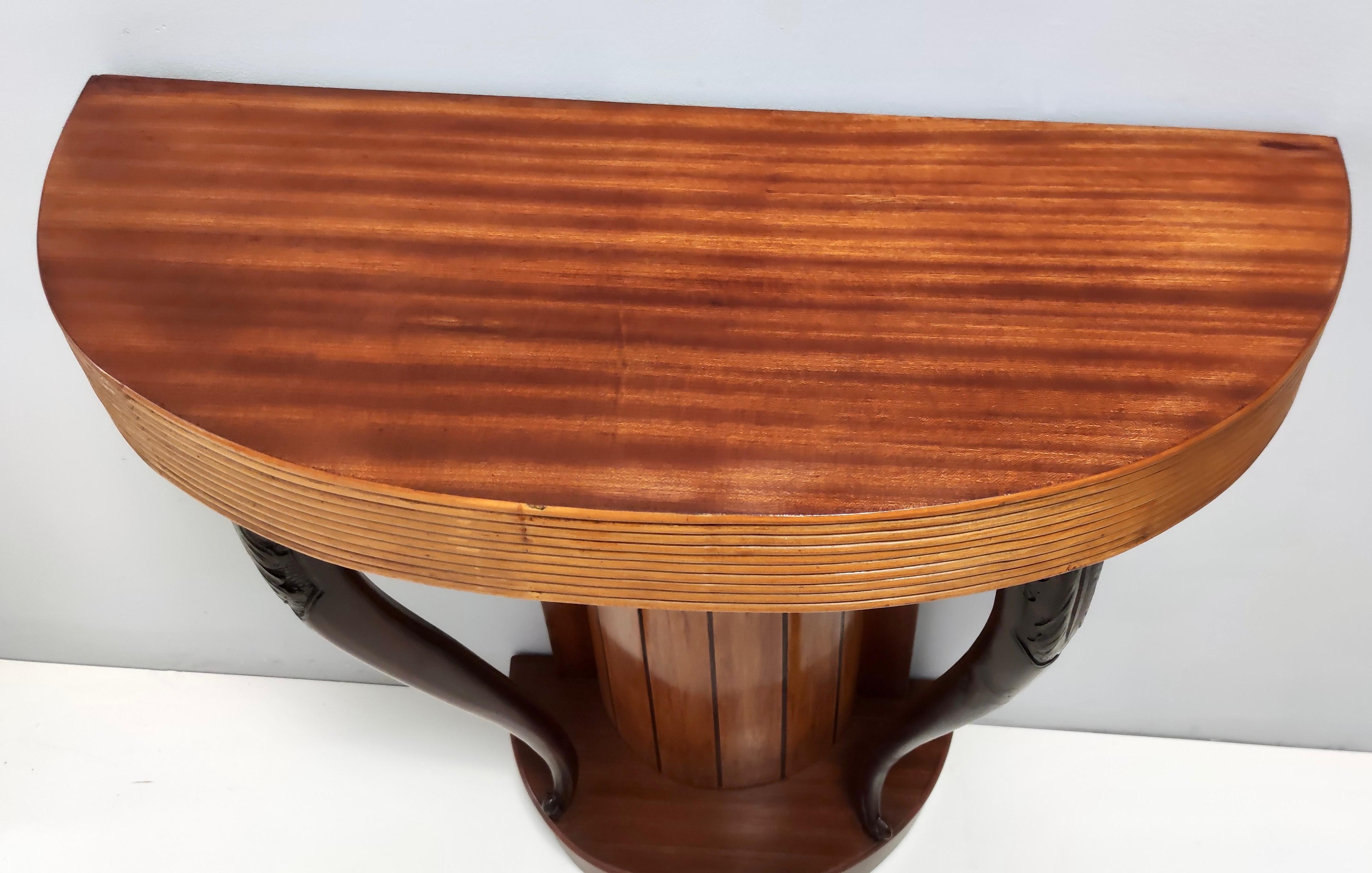 Vintage Beech and Walnut Demilune Console Table by Osvaldo Borsani, Italy For Sale 3