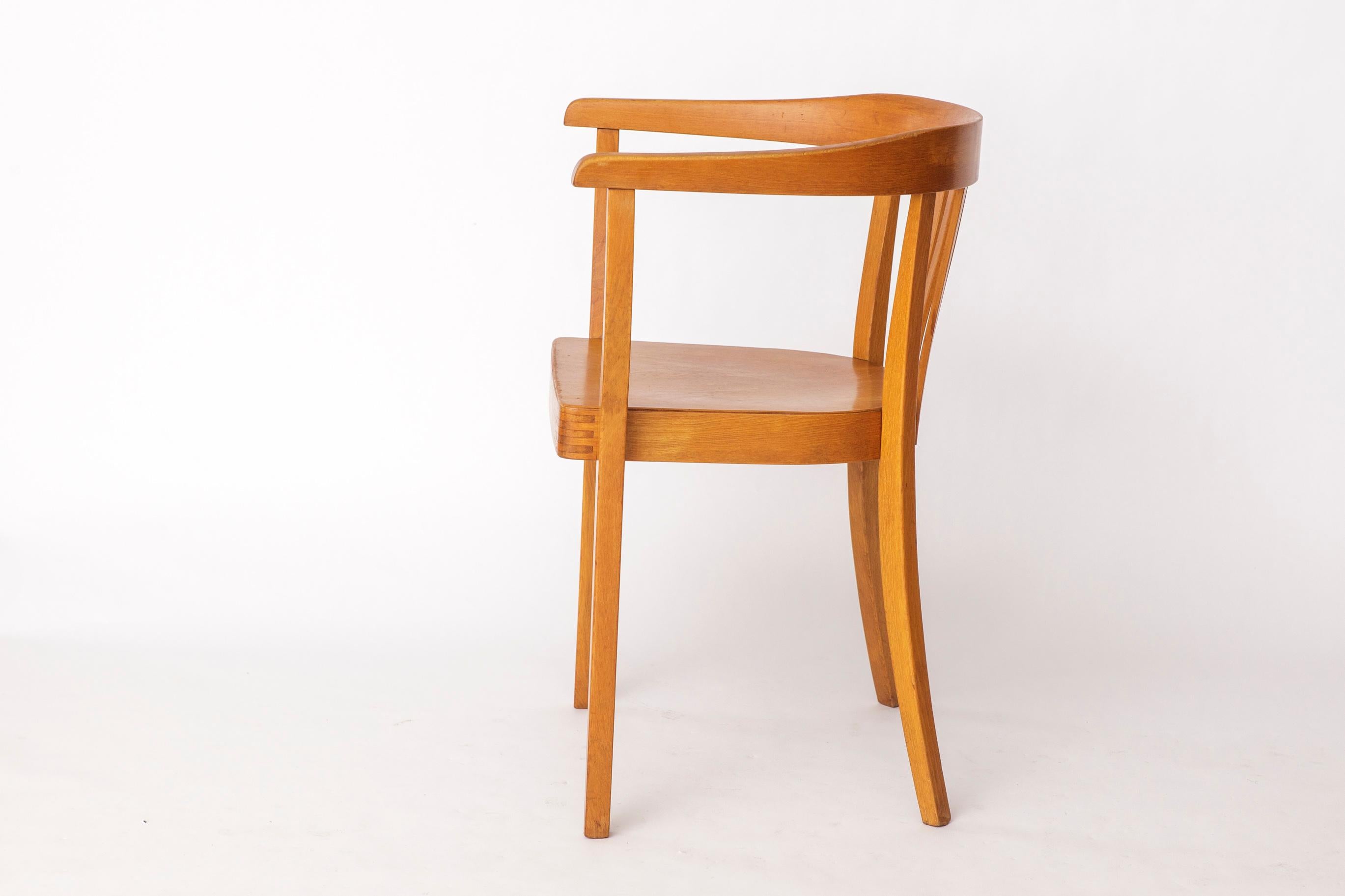 Hêtre Fauteuil Vintage en Beeche - Chaise Allemande des années 1950/60 - Design Mid-Century restauré en vente